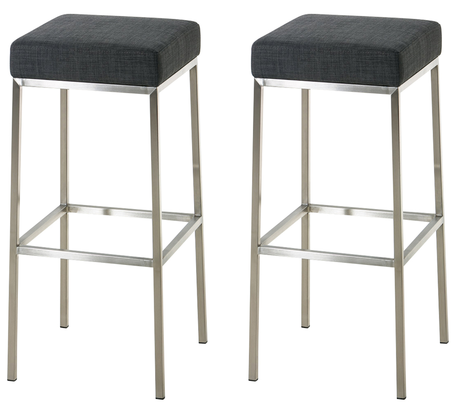 2er Set Barhocker Montreal 85 Stoff edelstahl, dunkelgrau