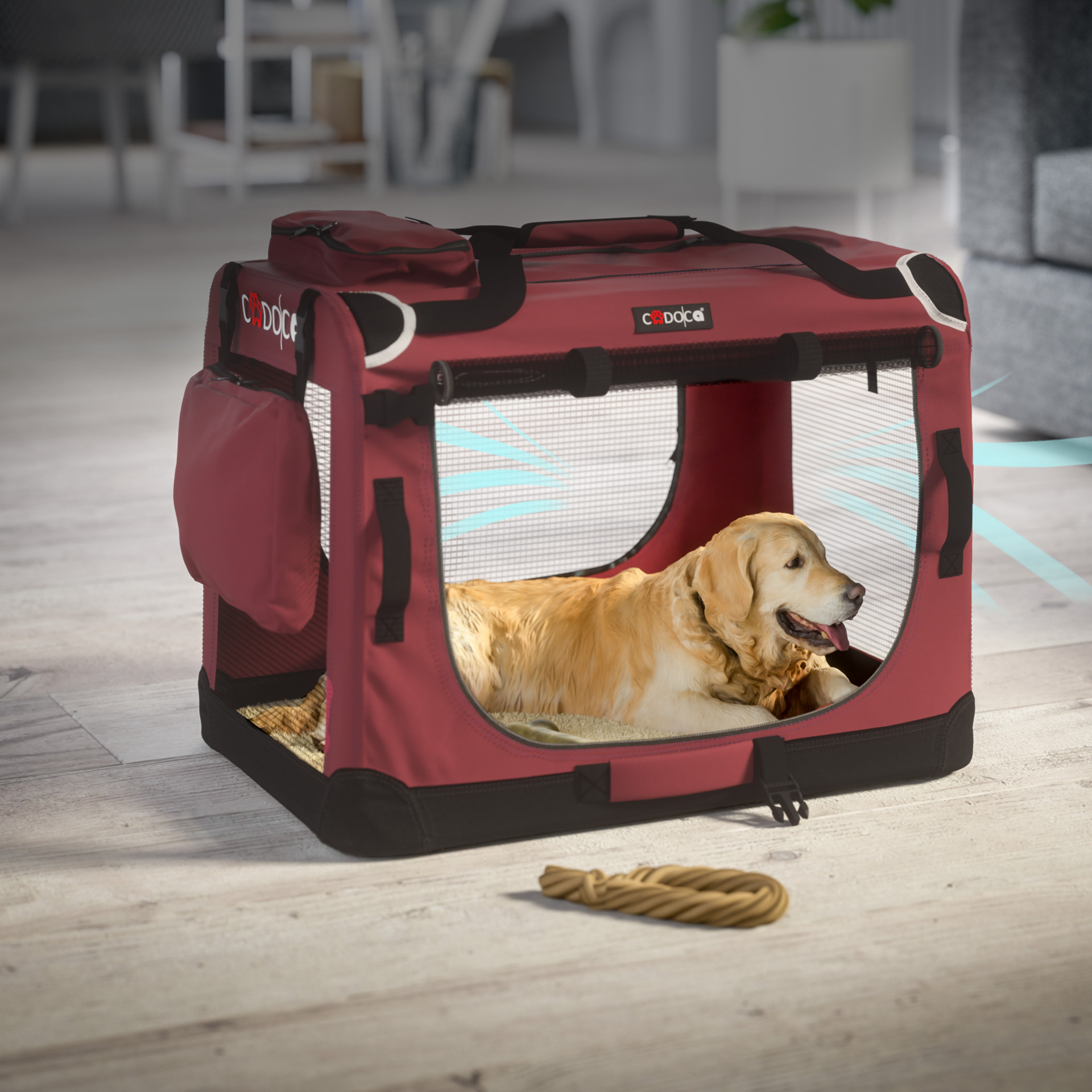 Hundebox faltbar XXL 90x60x66cm Dunkelrot
