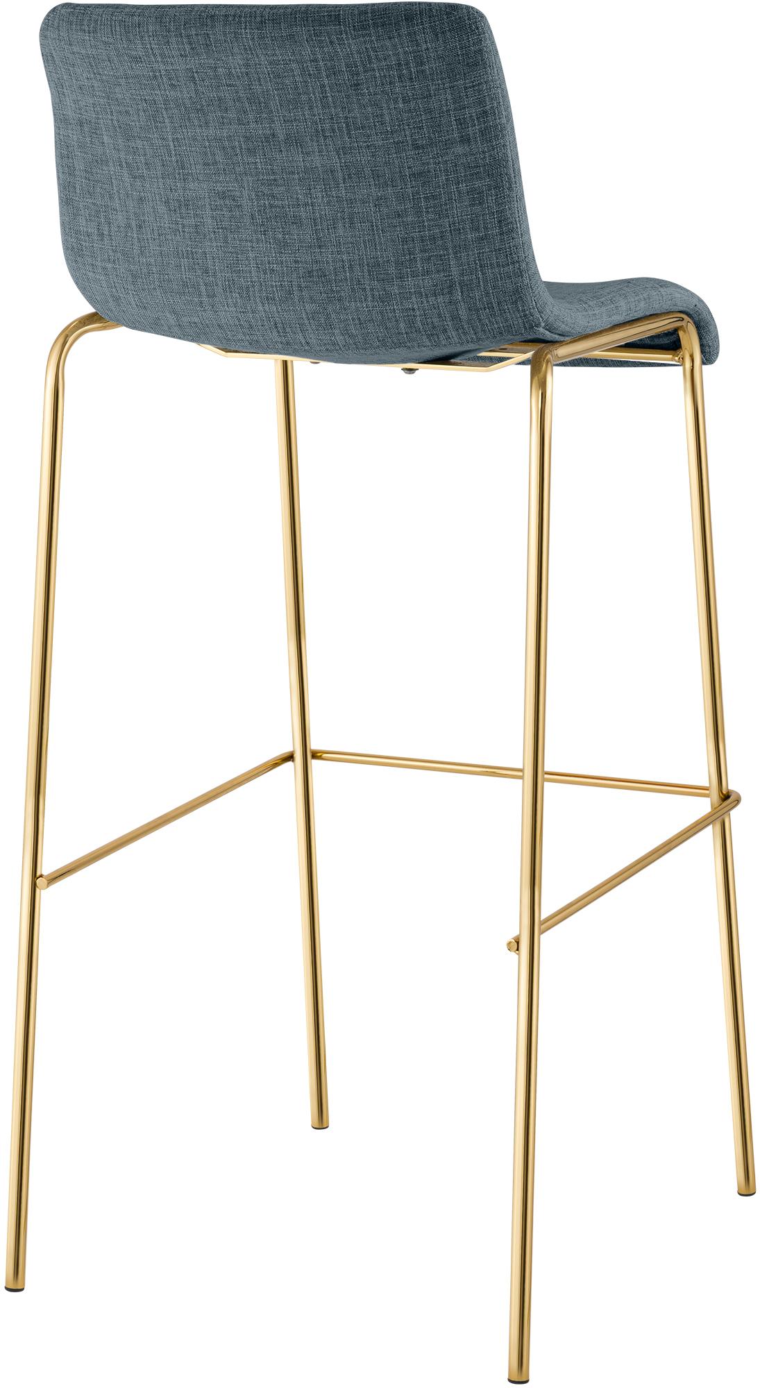 Barhocker Hoover Stoff 4-Fuß Gold, blau