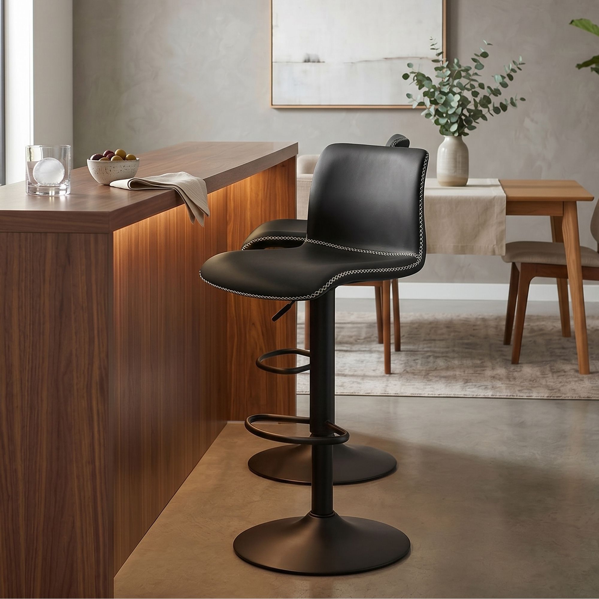2er Set Barhocker Henchy Kunstleder, schwarz