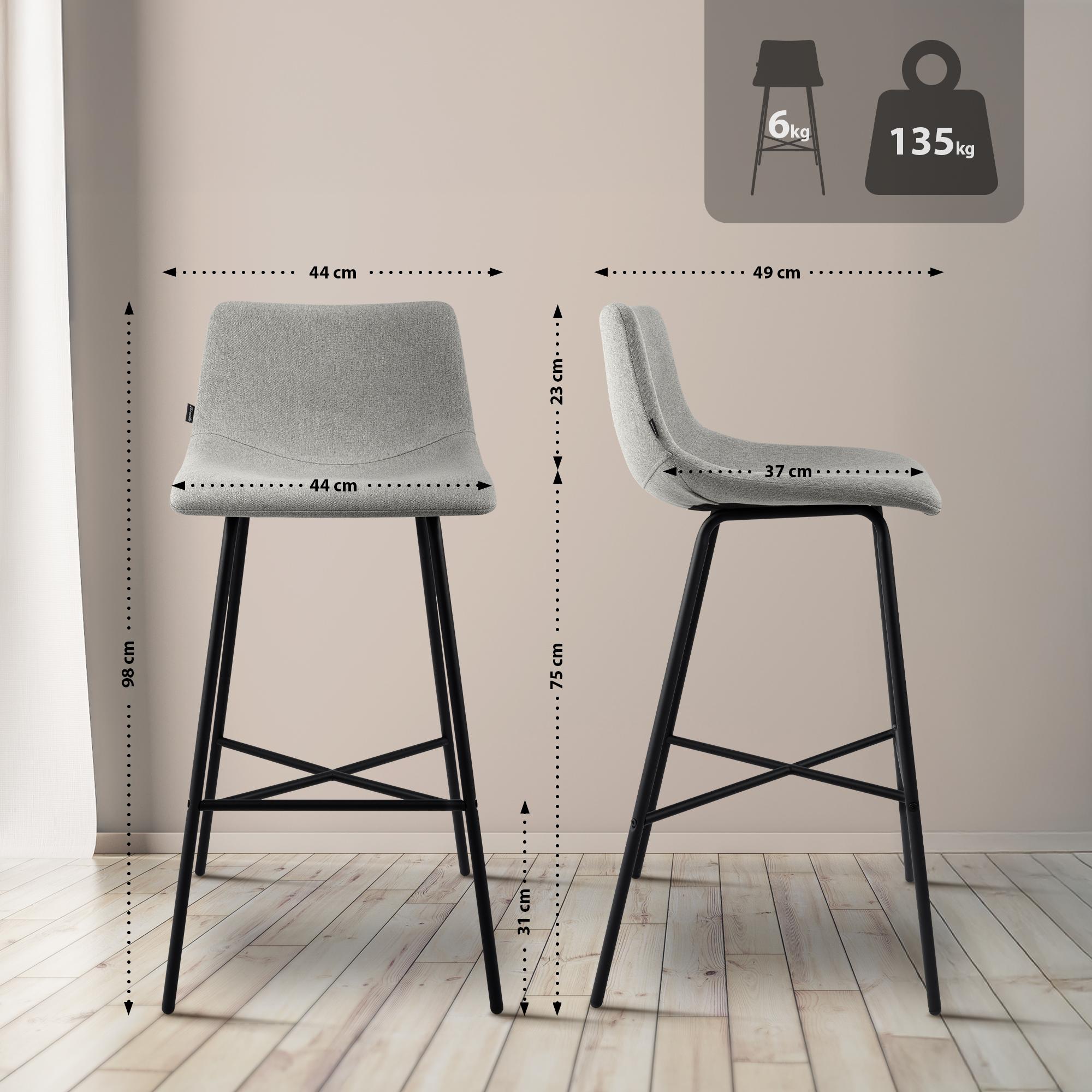 Barhocker Altona Stoff, grau