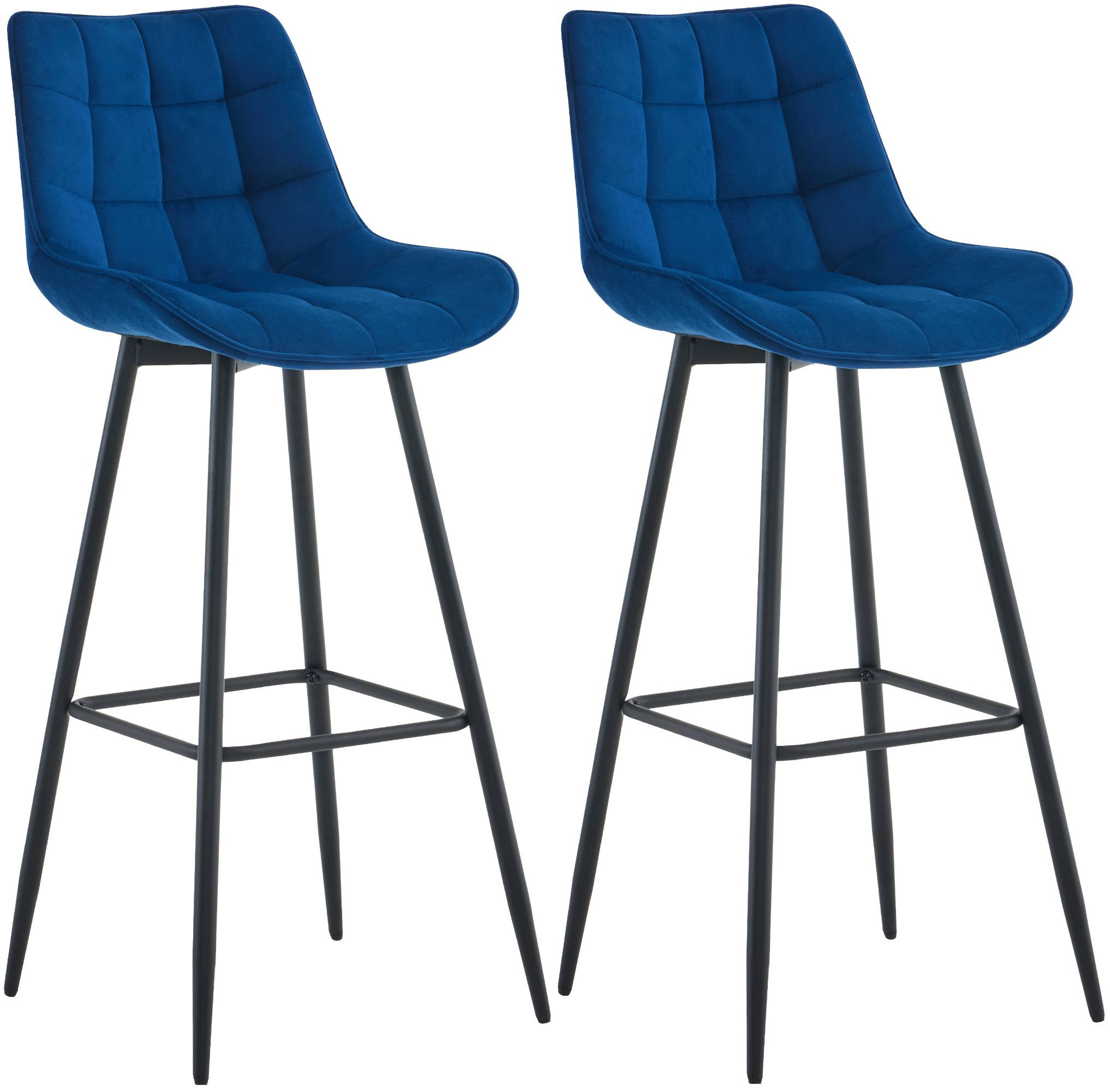 2er Set Barhocker Dartford Samt, blau