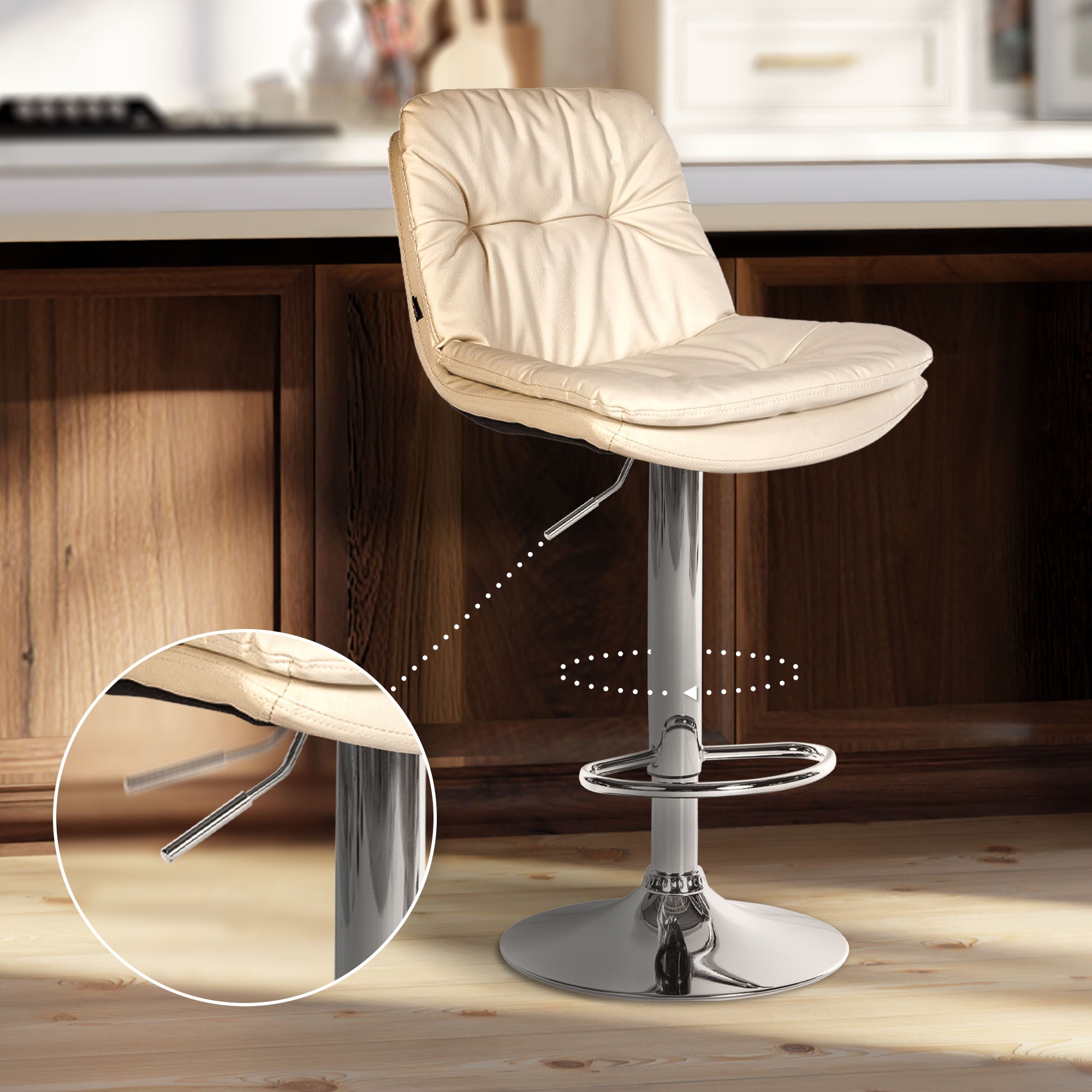 Barhocker Laurel Kunstleder chrom, creme