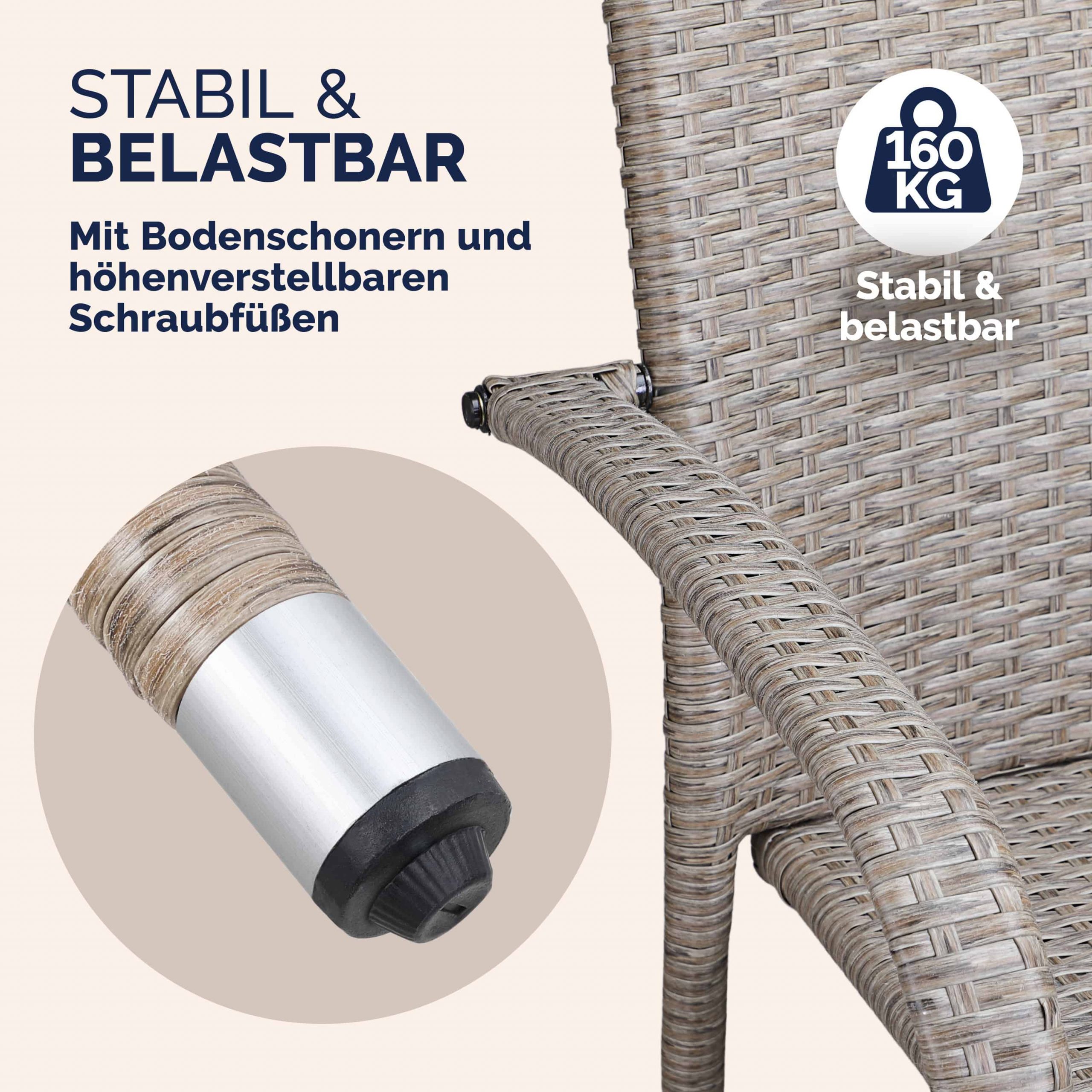 Polyrattan Stapelstuhl Comfort 4er-Set Creme