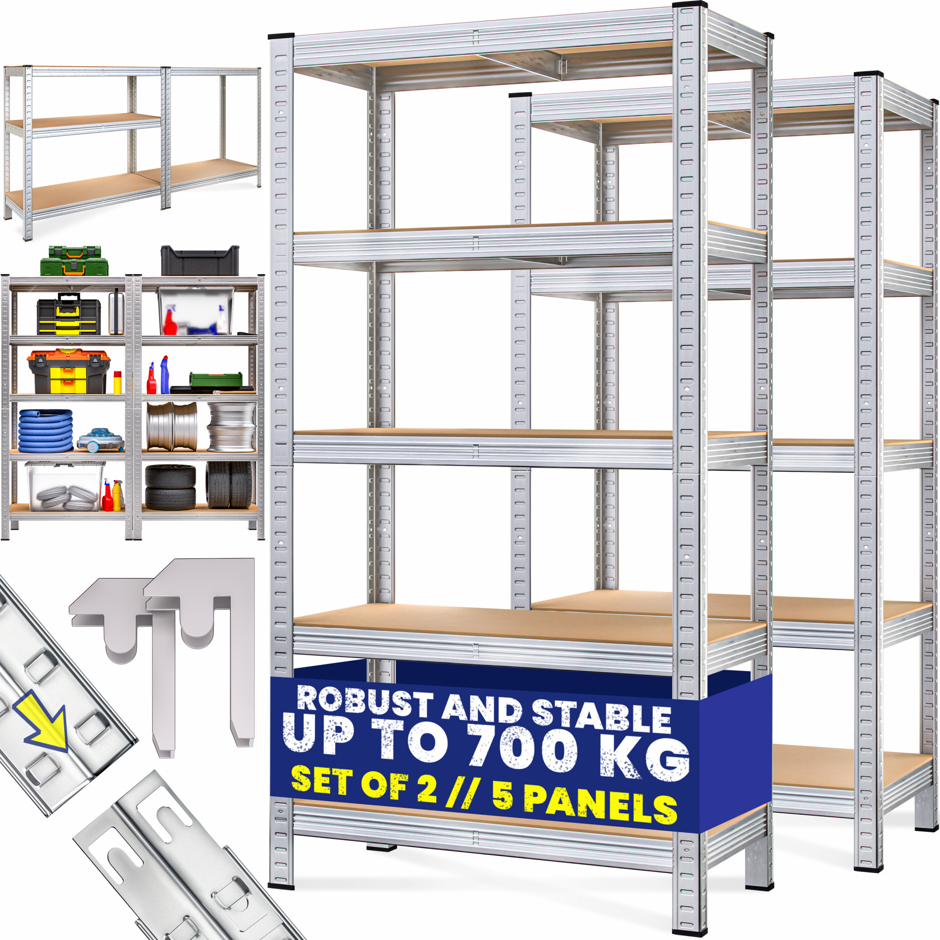 Schwerlastregal 2er-Set 170x75x30cm verzinkt 350kg