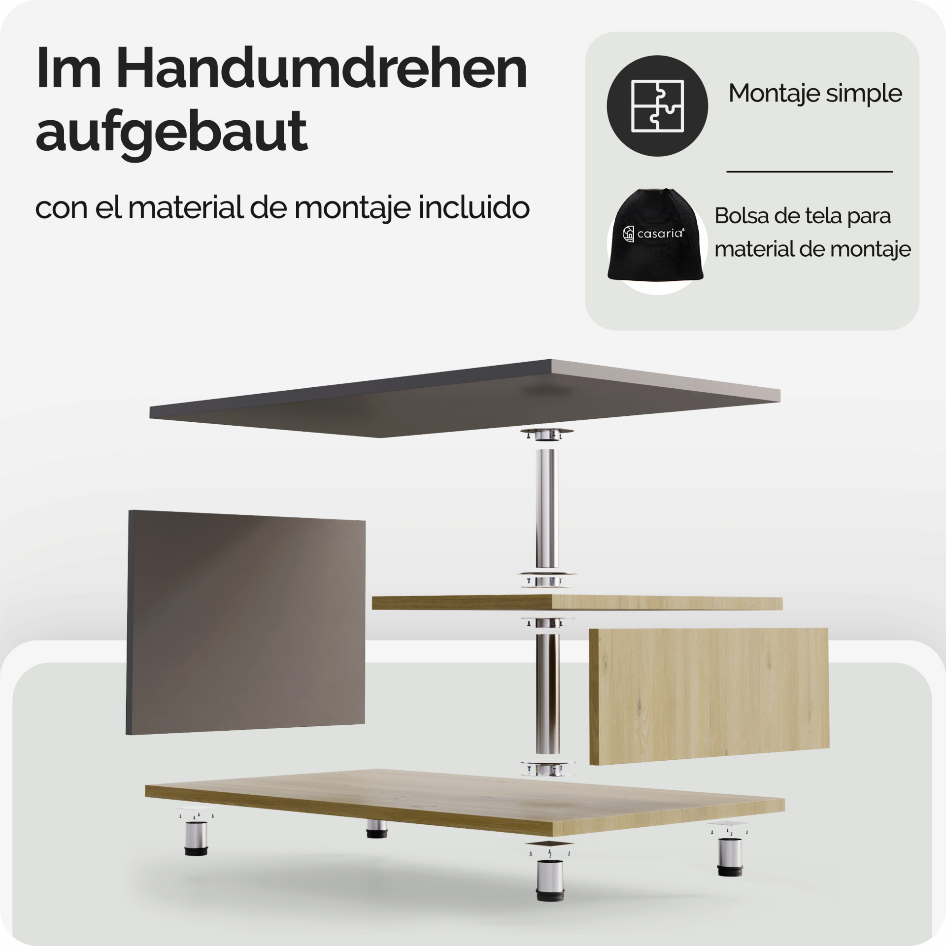 Couchtisch Orlando Holz/Grau 95x55x50cm