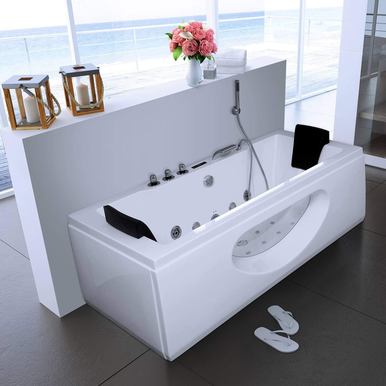 Whirlpool Badewanne mit Lichttherapie LAGUNA M - 180 x 90 cm