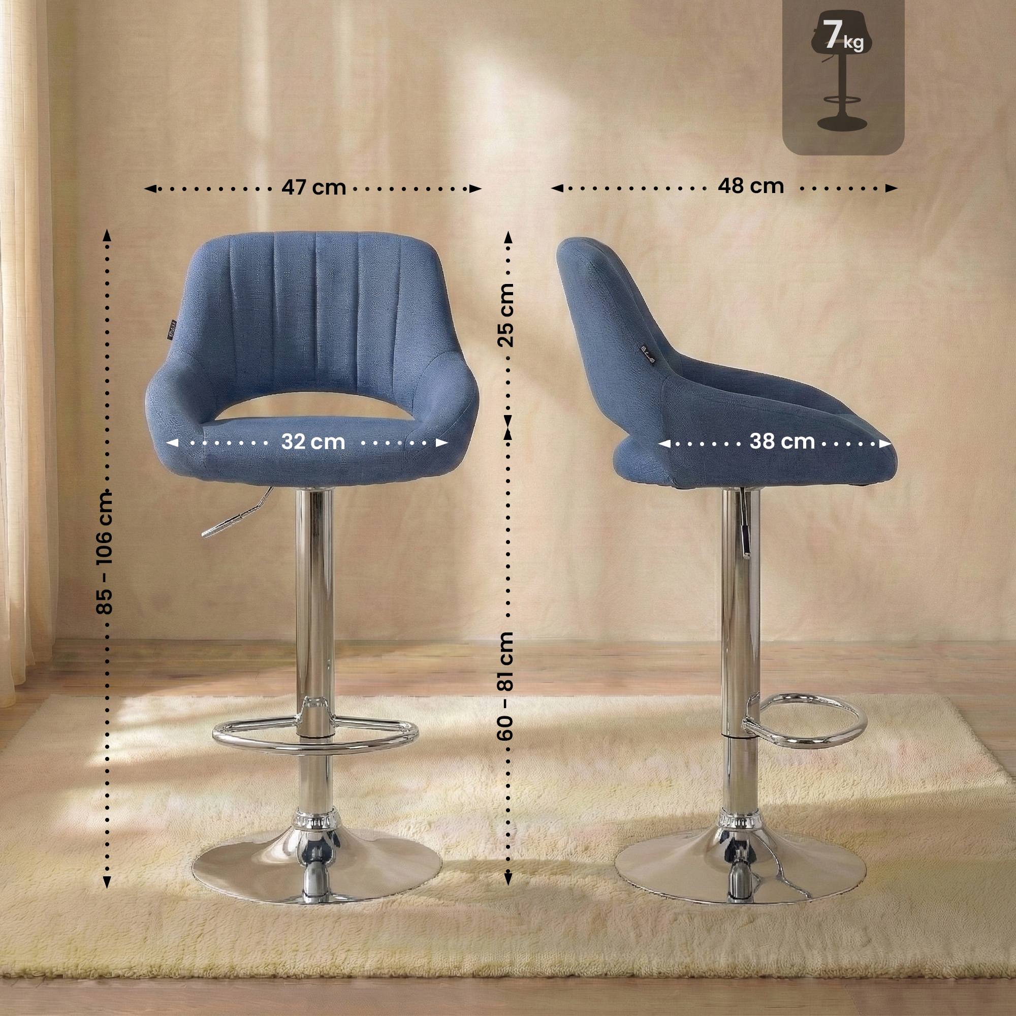 Barhocker Milet Stoff chrom, blau
