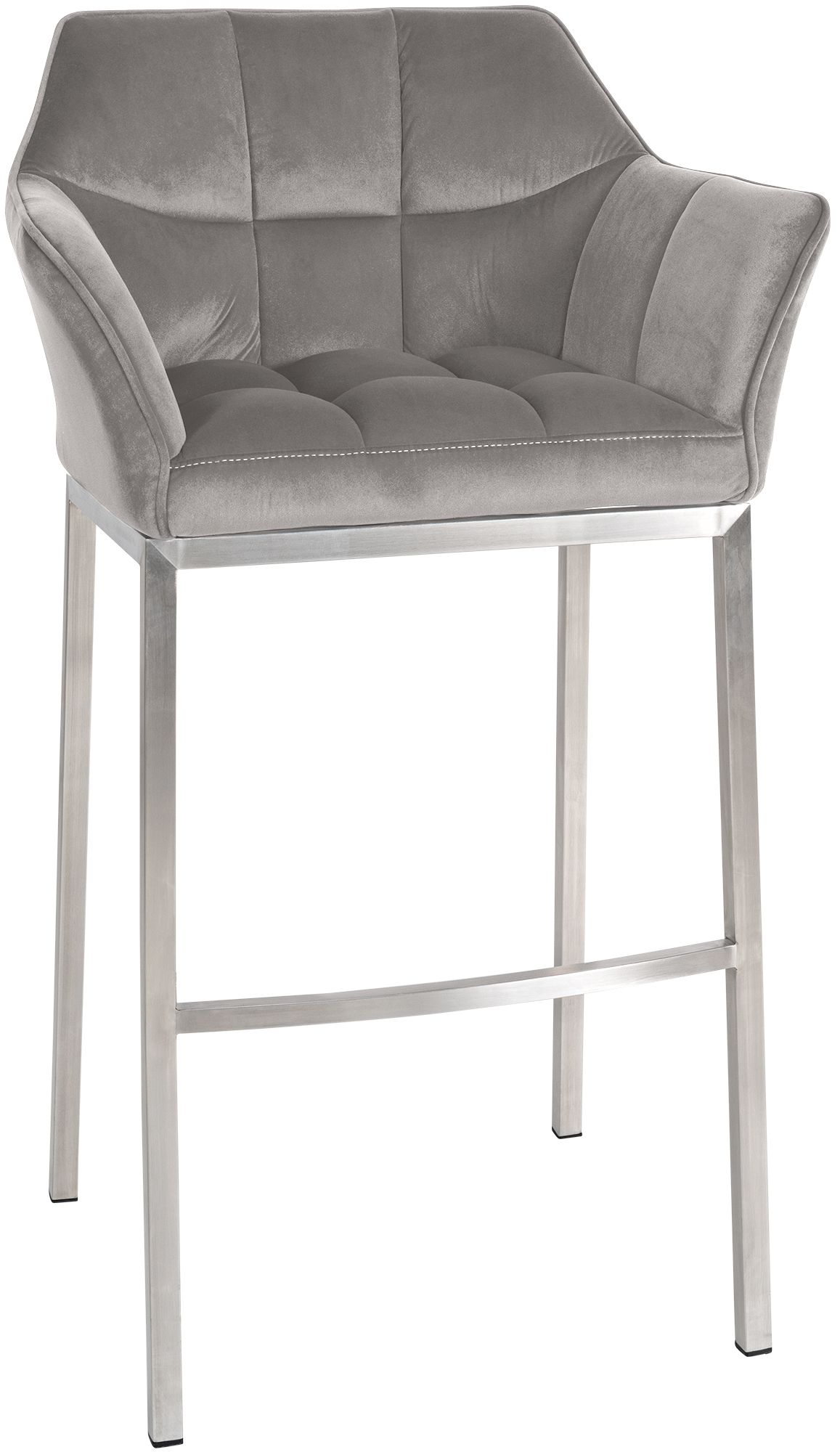 Barhocker Damaso E Samt mit 4-Fuß Gestell, grau