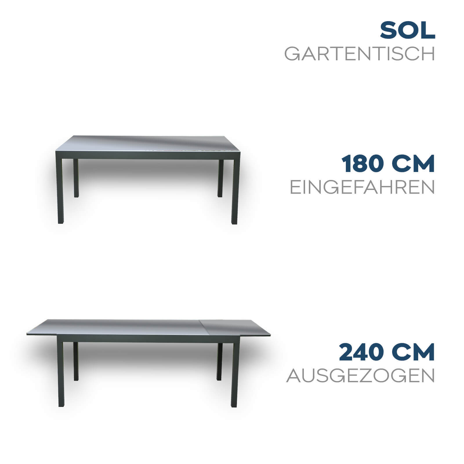 Garten-Sitzgruppe ausziehbar SOL MADERA - 180/240 x 90 cm 8 Stühle
