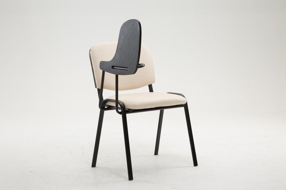 Stuhl Ken mit Klapptisch Kunstleder, creme