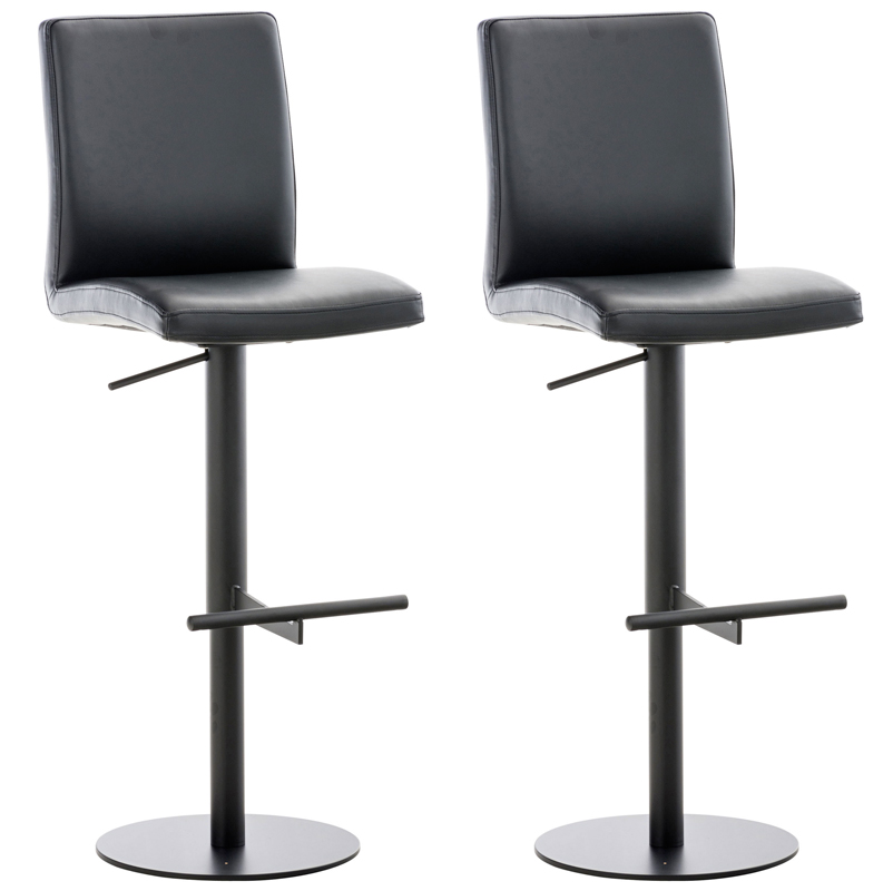 2er Set Barhocker Cadiz Kunstleder schwarz, schwarz