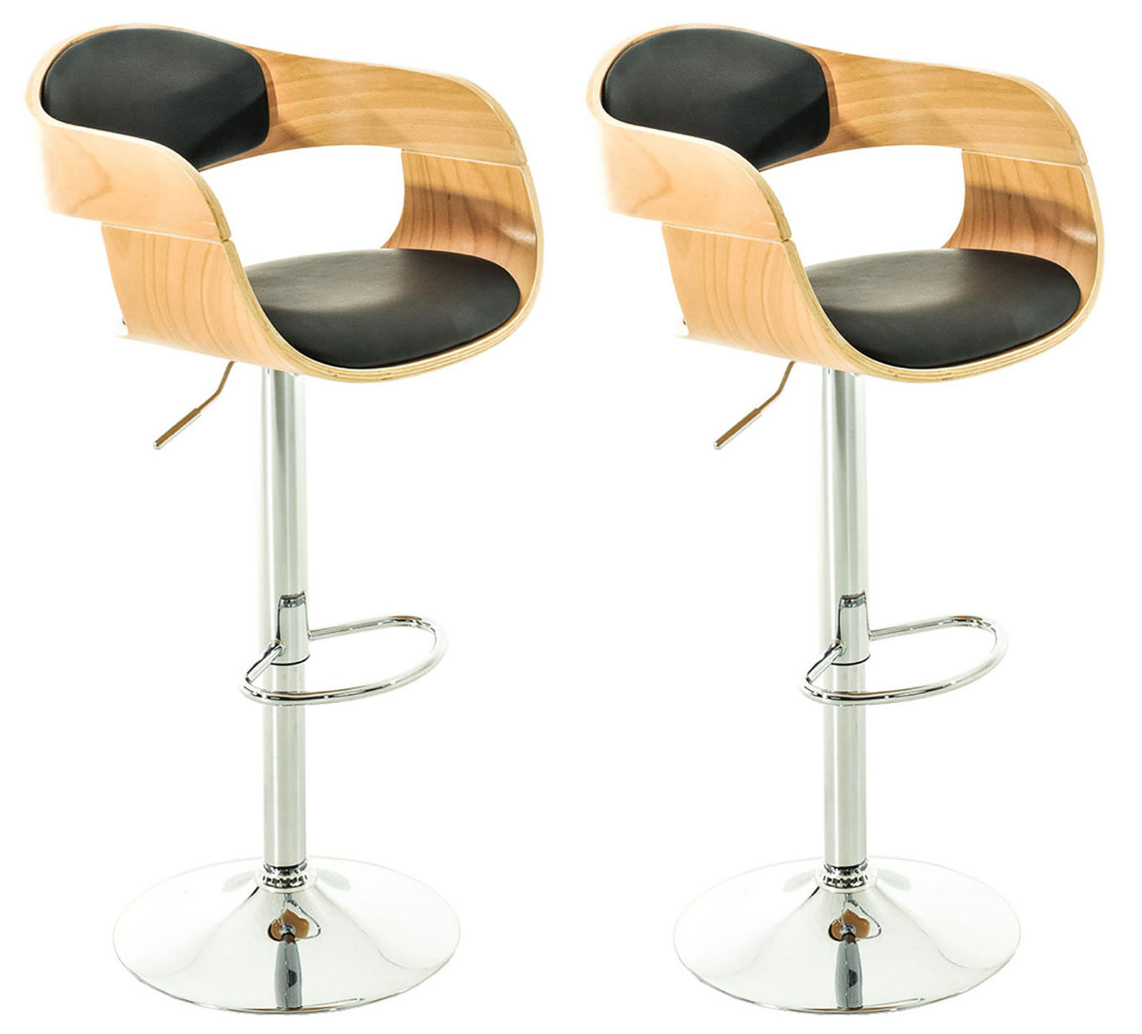 2er Set Barhocker Kingston C Kunstleder, natura/schwarz