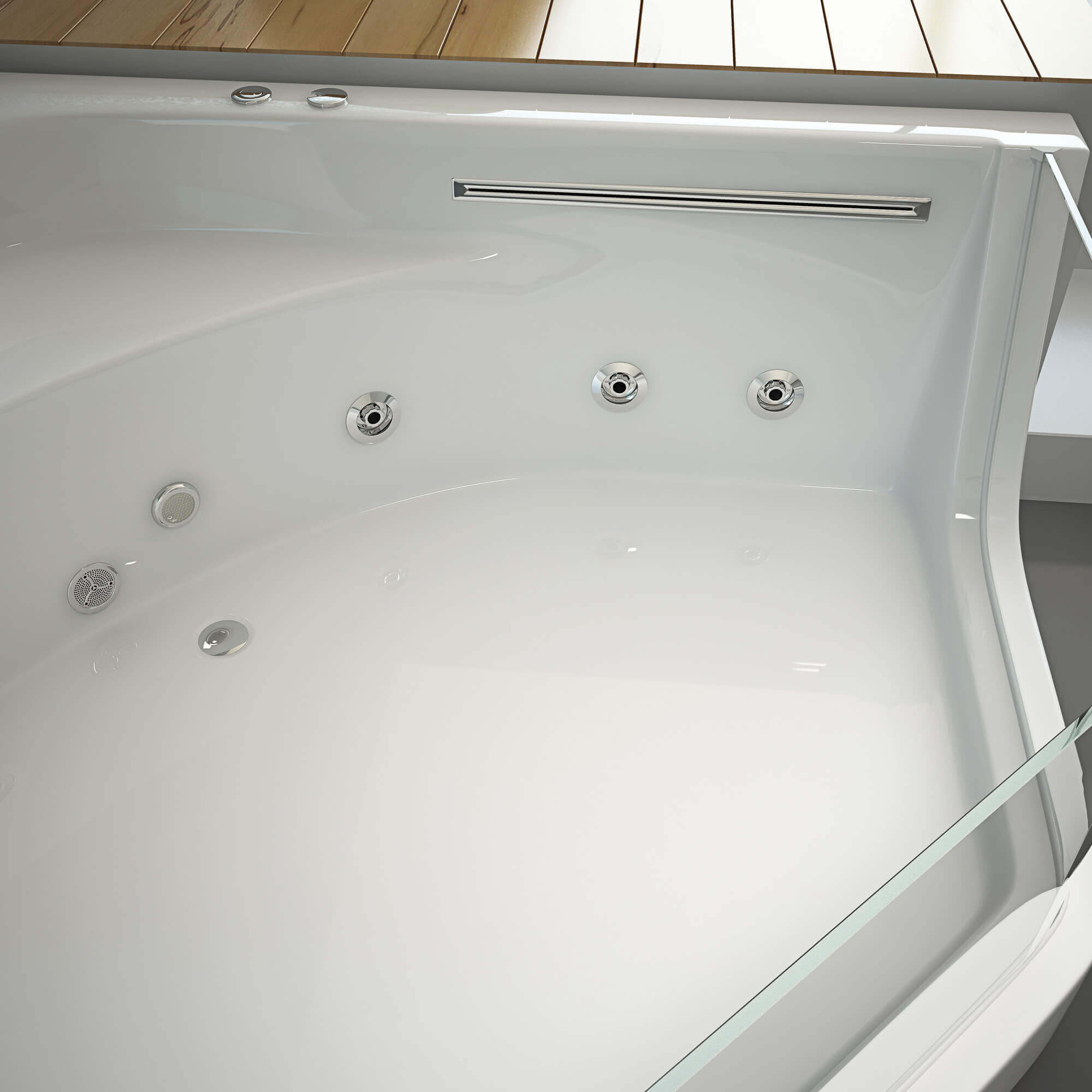 Whirlpool Badewanne mit Lichttherapie PACIFICO - 150 x 150 cm