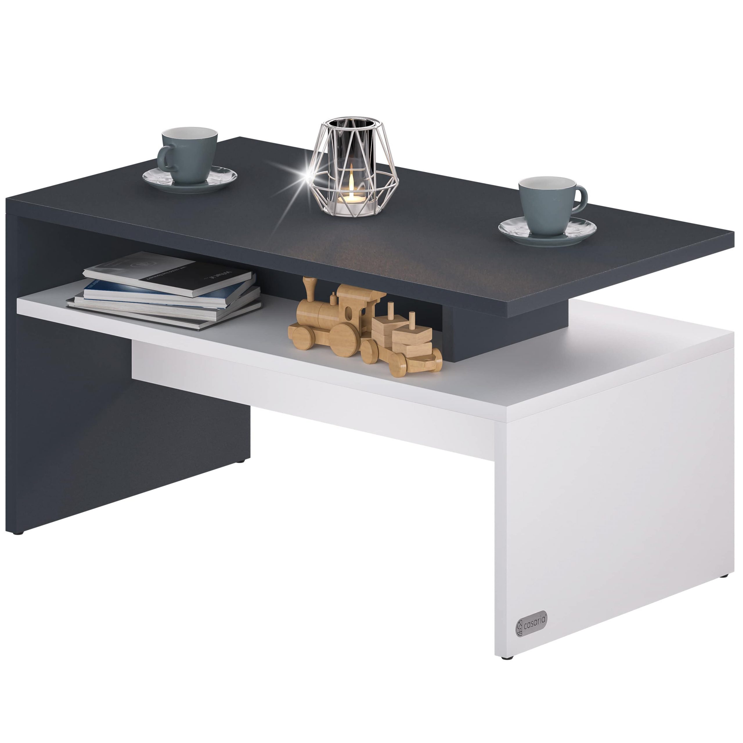 Couchtisch Sacramento Weiß/Anthrazit 95x55x50cm