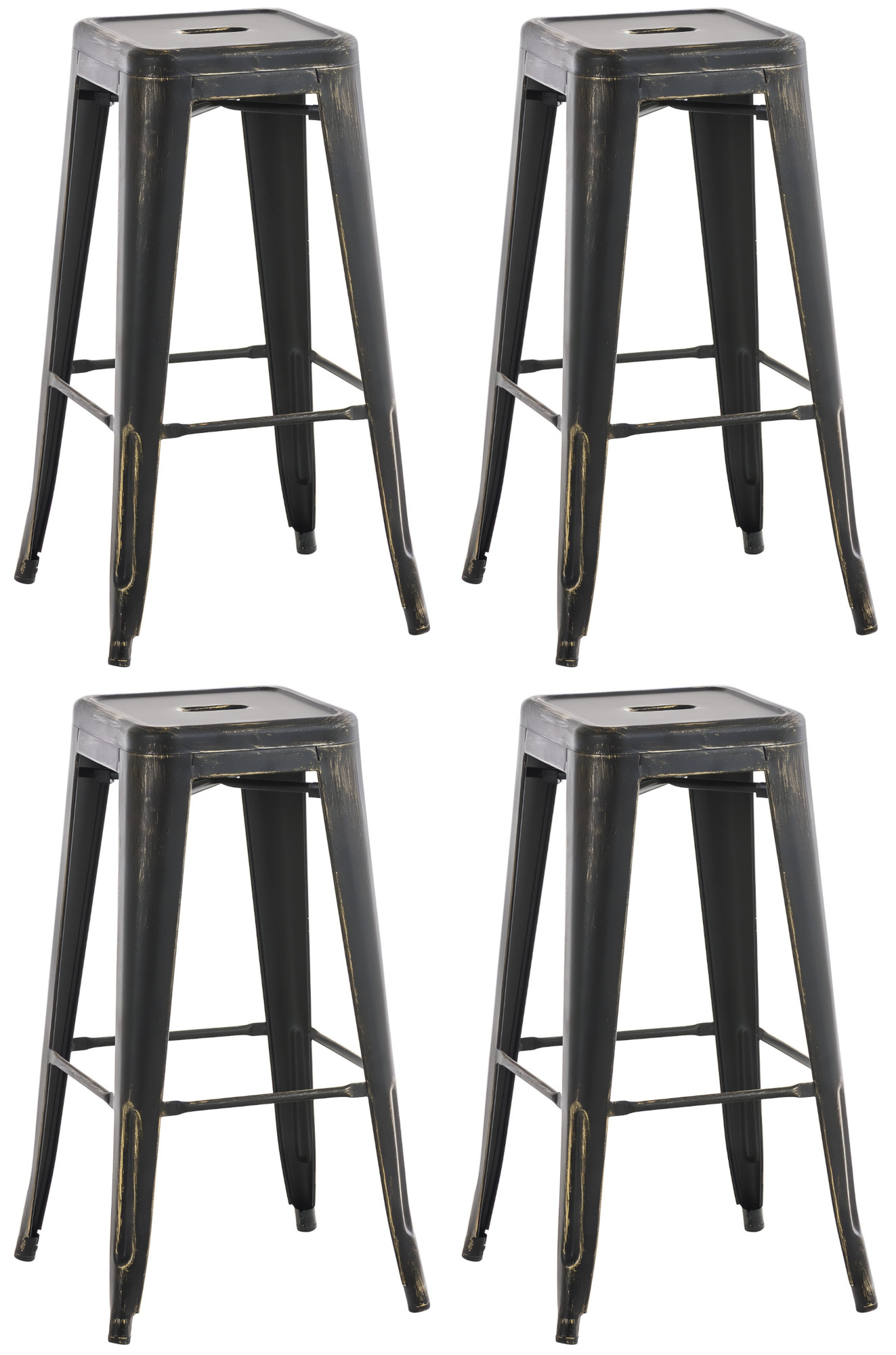 4er Set Barhocker Joshua antik, schwarz-gold