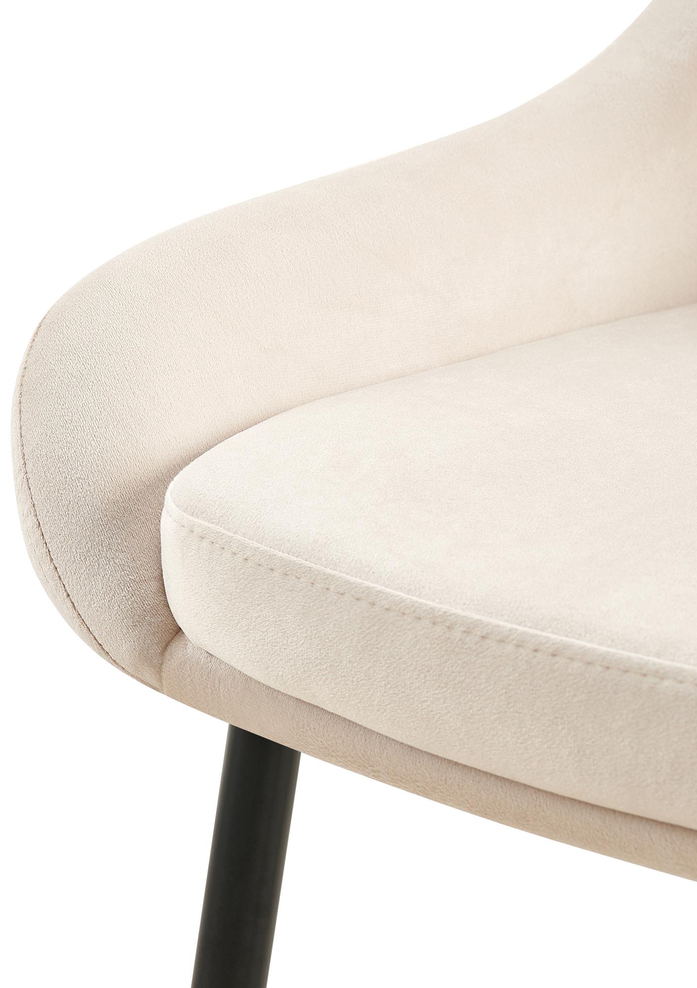 Esszimmerstuhl Elmira Samt schwarz, creme
