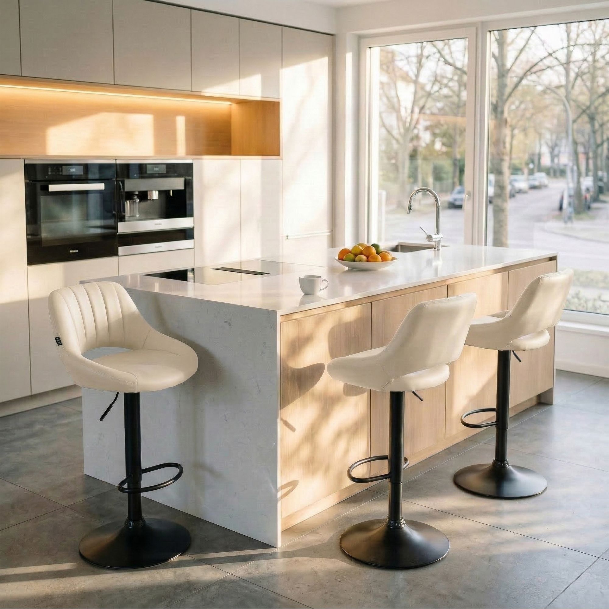 2er Set Barhocker Milet Kunstleder B, creme