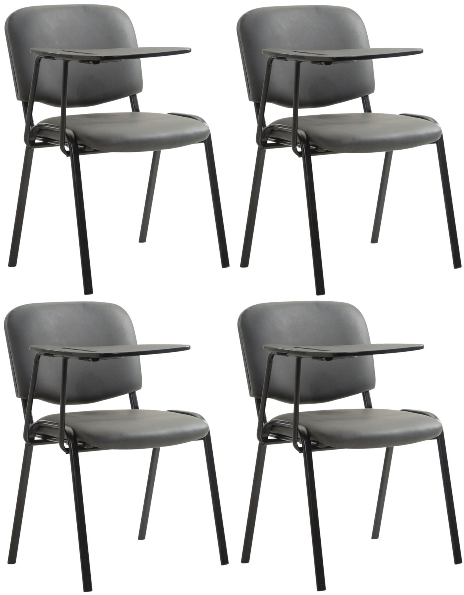 4er Set Stühle Ken mit Klapptisch Kunstleder, grau
