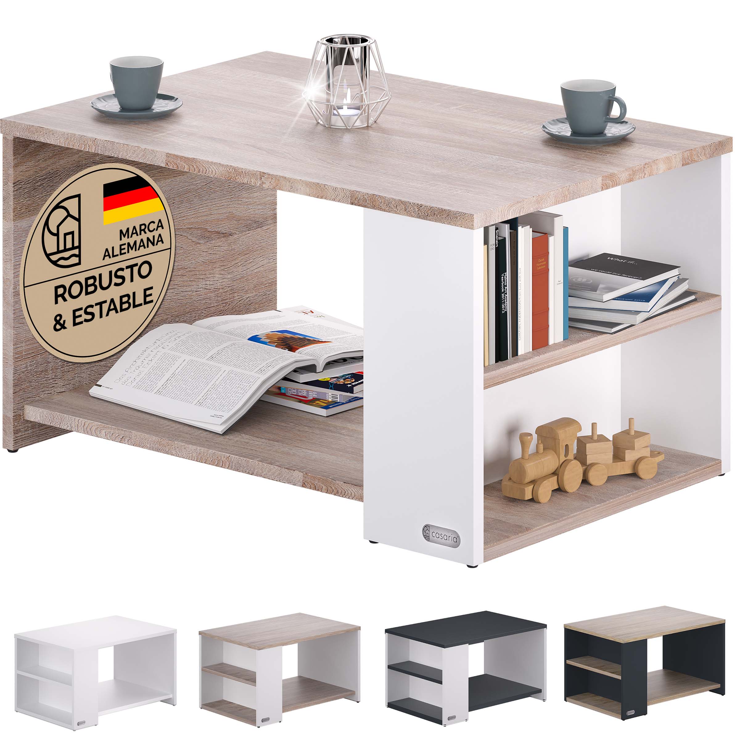 Couchtisch Santa Cruz Weiß/Eiche 90x60x50cm