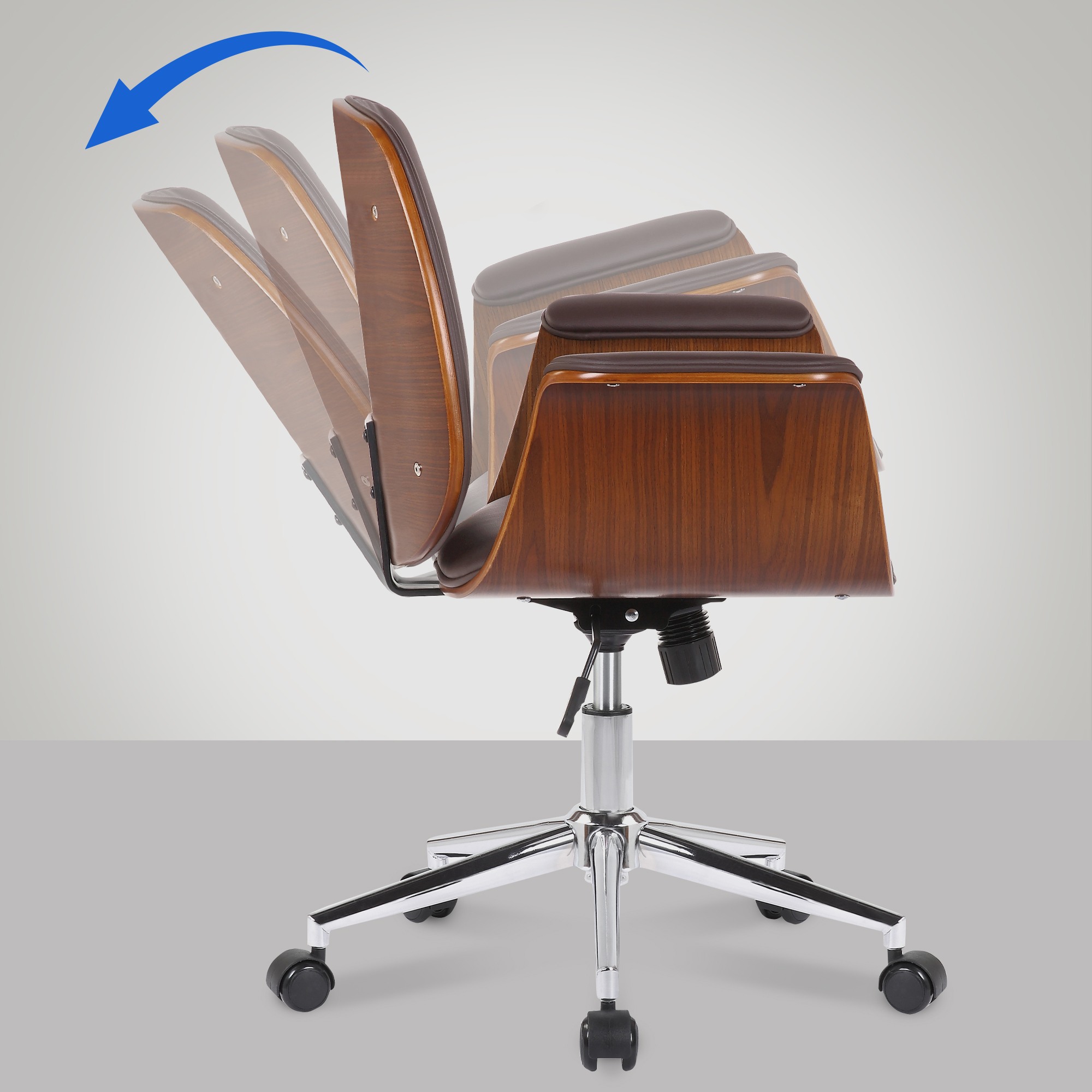 Bürostuhl Kemberg Kunstleder, walnuss/braun