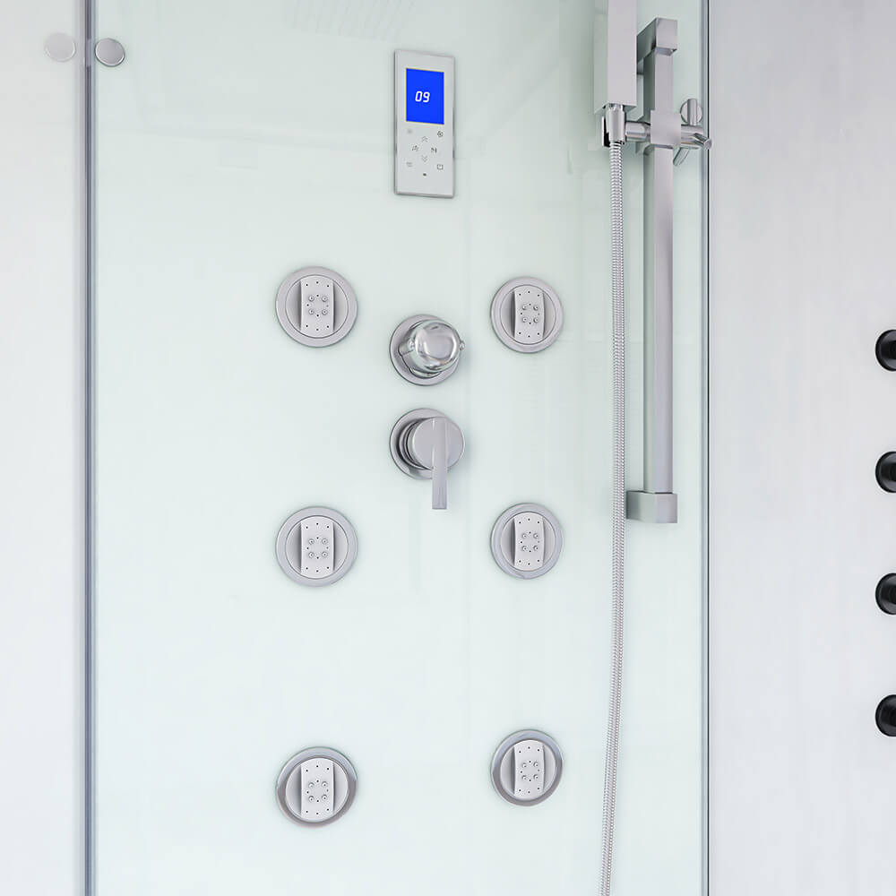 Dampfdusche mit Wasserfall und LED-Beleuchtung DESIGN M - 80 x 120 cm