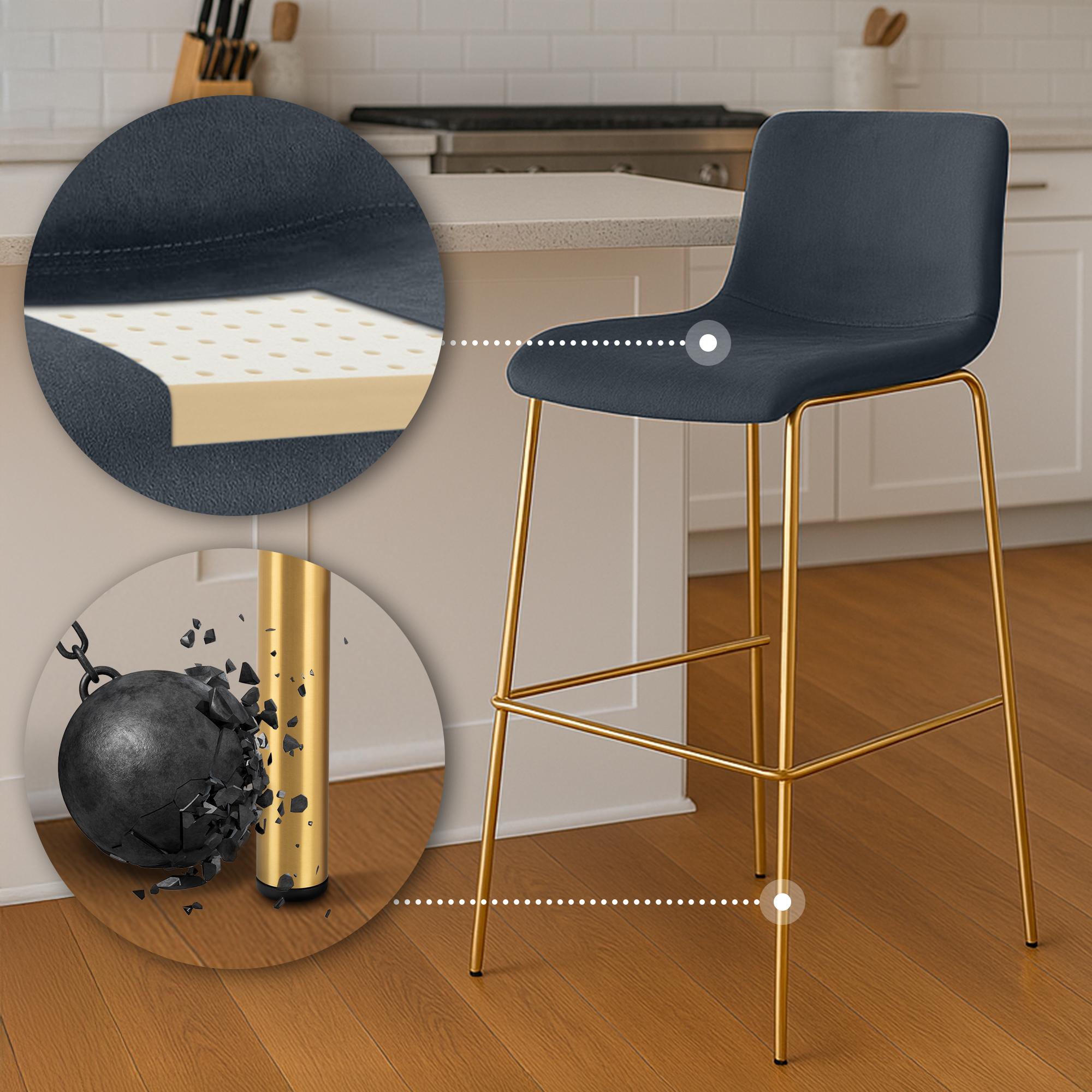 Barhocker Hoover Samt 4-Fuß Gold, schwarz