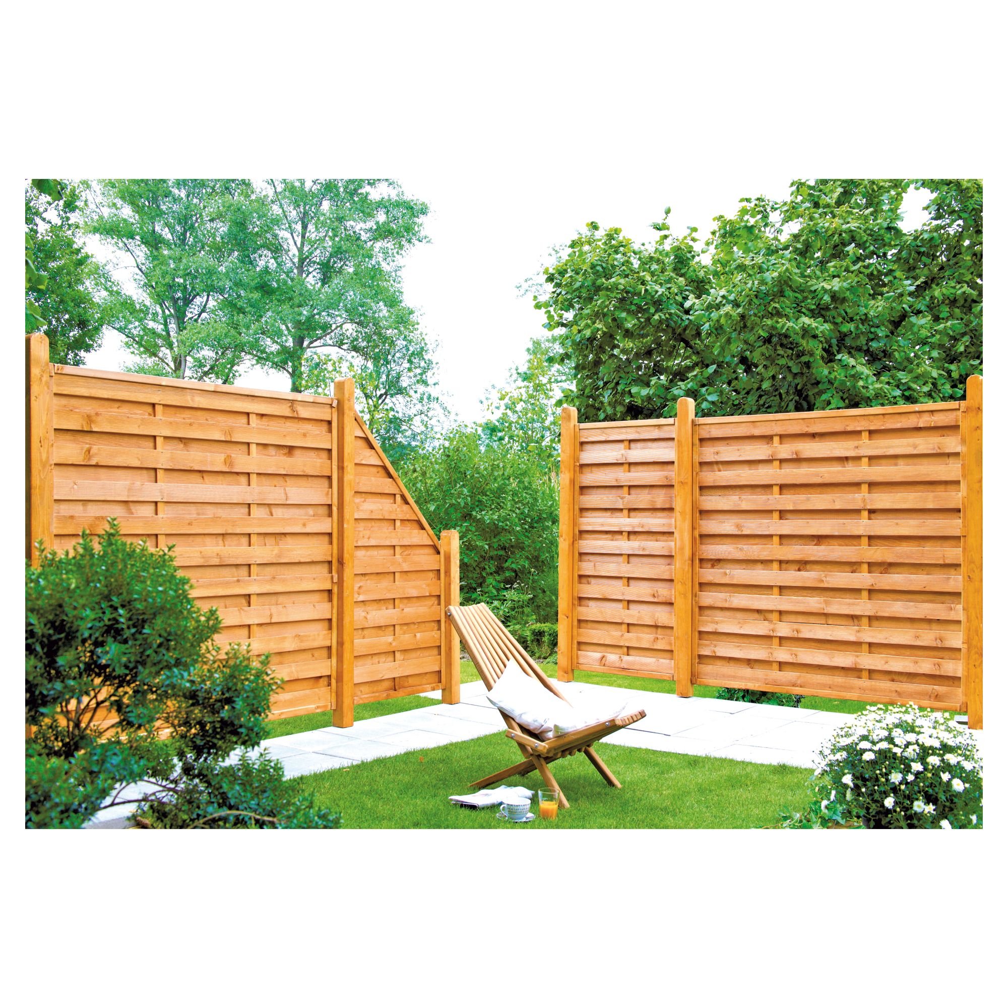 SUNLINE-Serie ECKE, 90 x 180 / 90 cm, Rahmen 45 x 45 mm, pinienfarbig lasiert