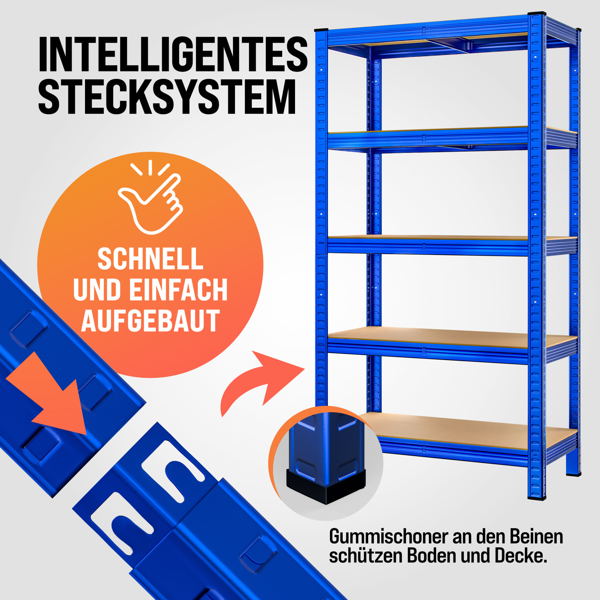 Schwerlastregal 2er-Set Blau 180x90x40cm pulverbeschichtet je 875kg
