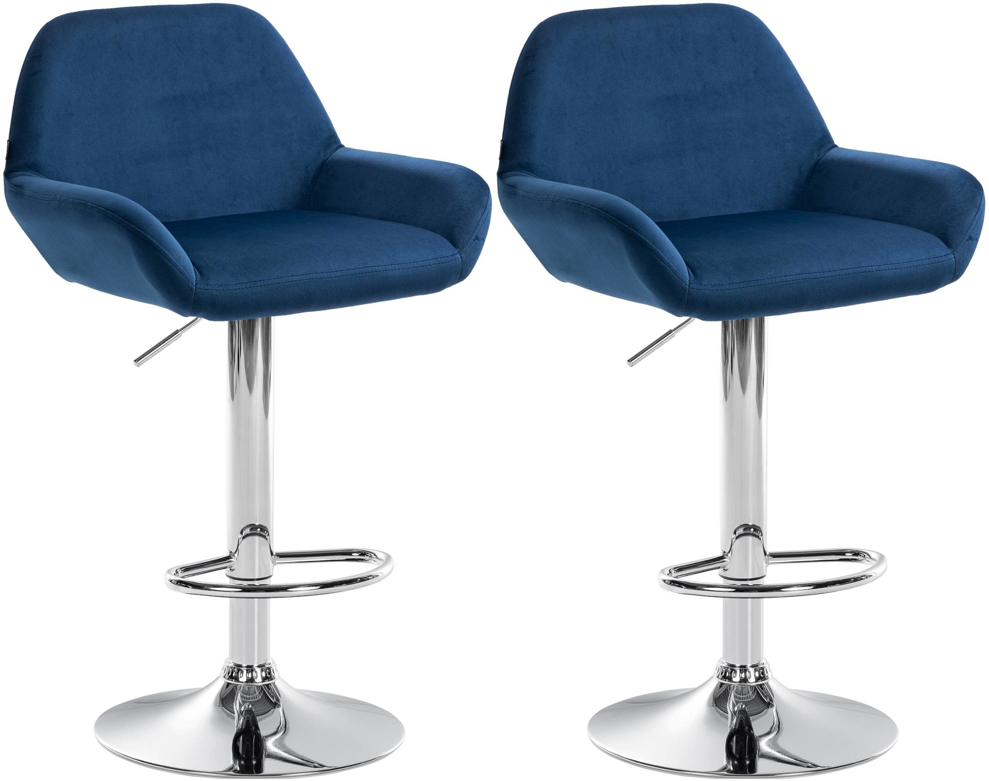 2er Set Barhocker Braga Samt chrom, blau