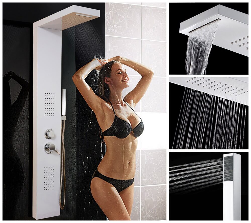 Duschpaneel mit Regendusche CASCATA – Weiß
