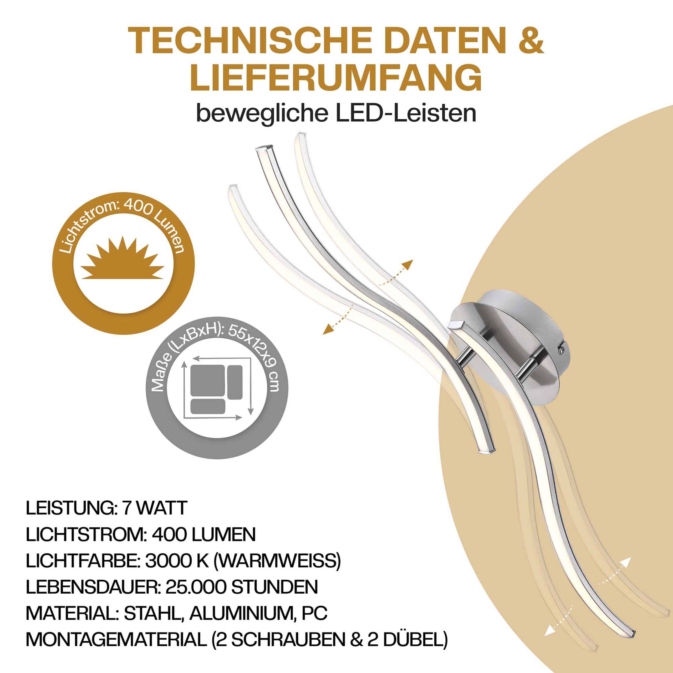 LED Deckenleuchte Ny bolge 2-flammig