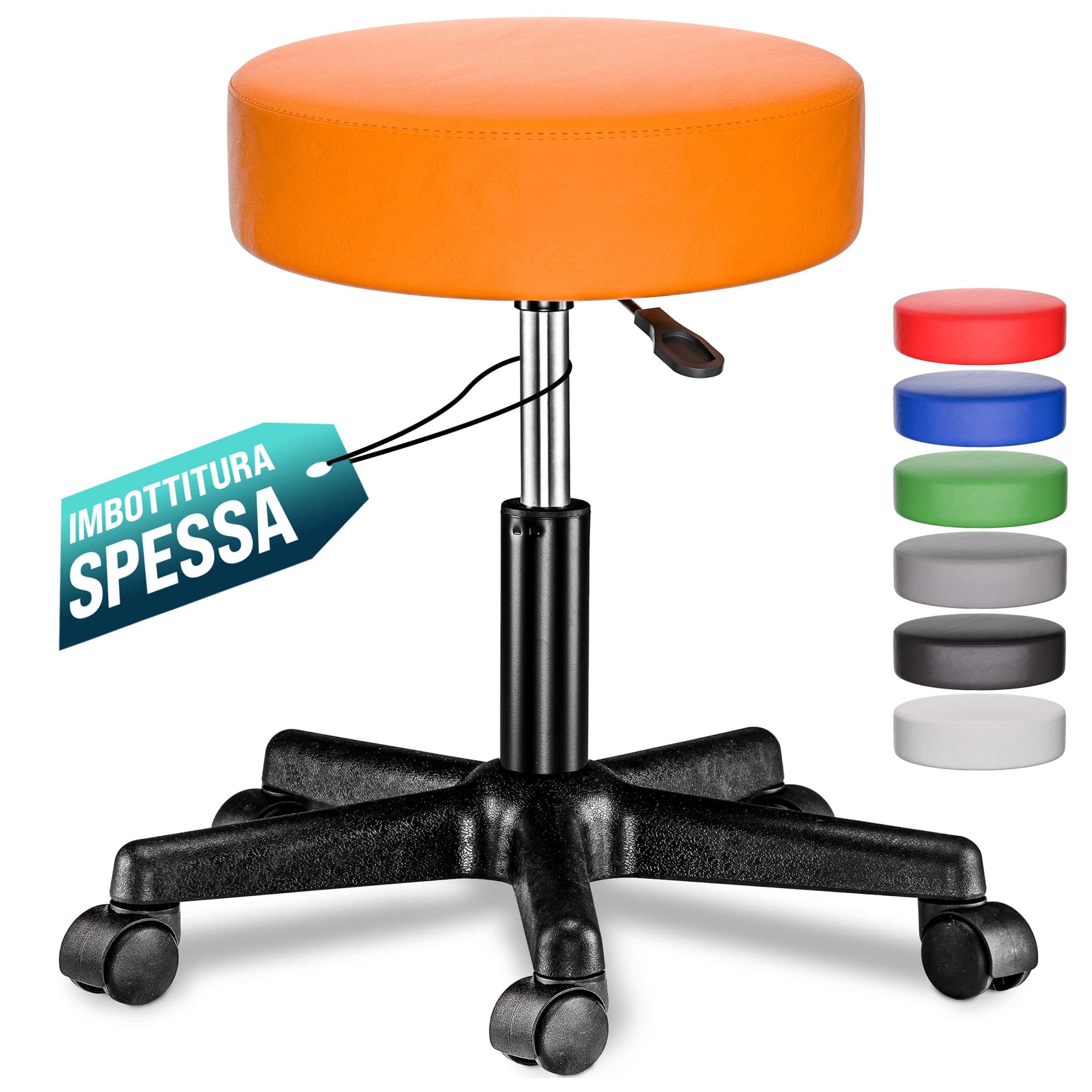 Rollhocker Kunstleder Orange 360° drehbar