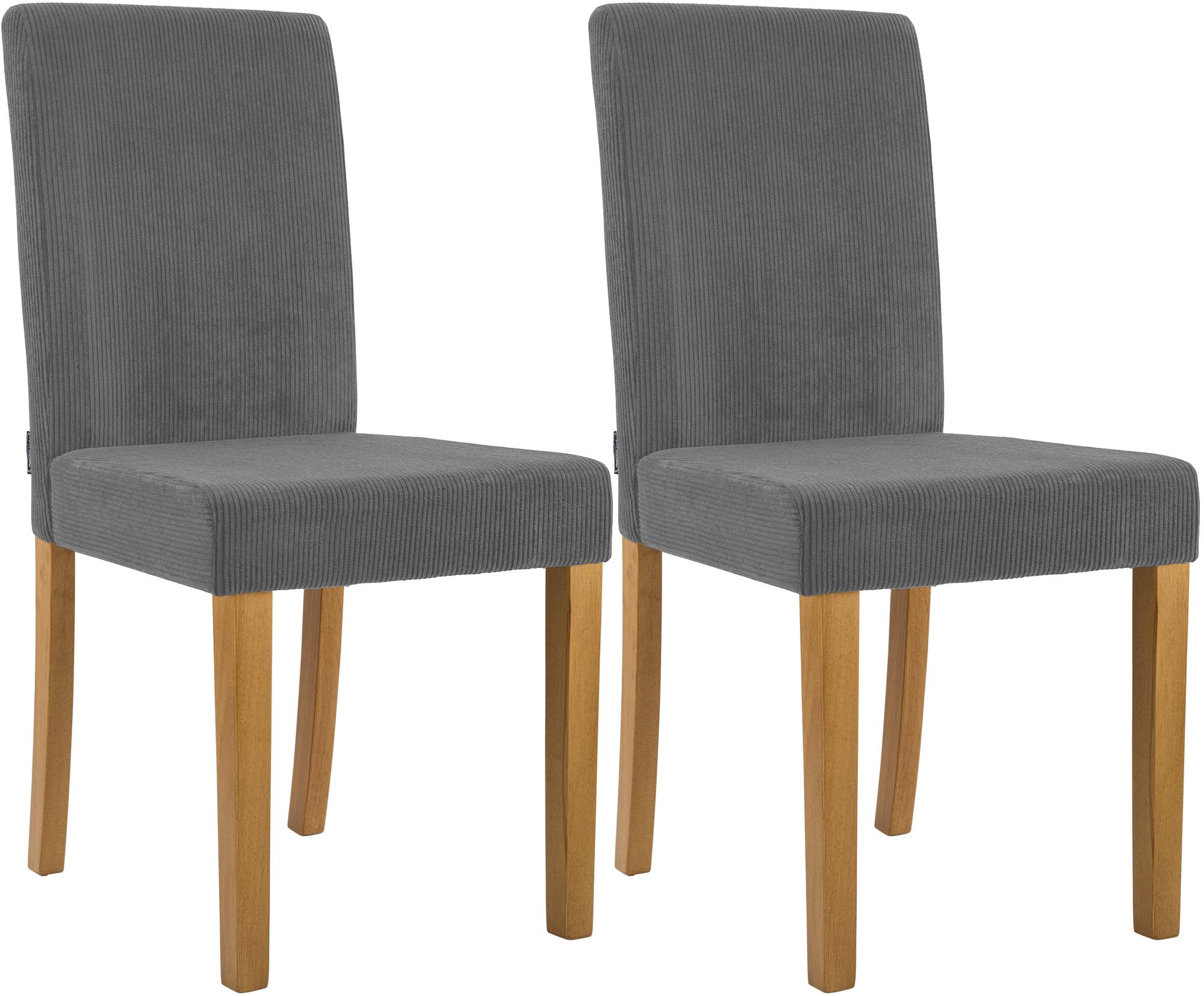 2er Set Esszimmerstuhl Ina Cord antik hell, grau