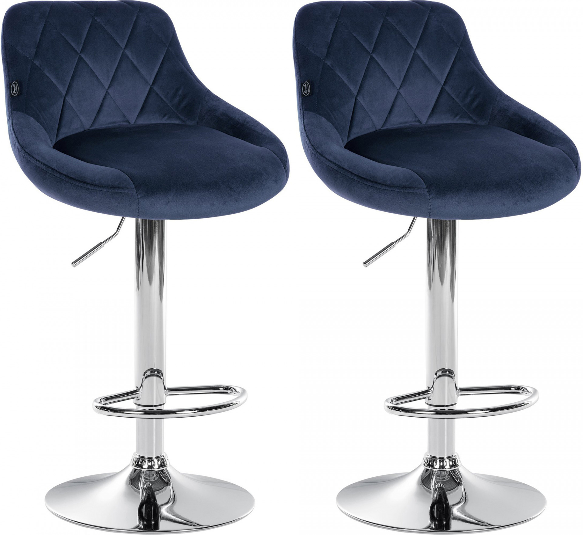 2er Set Barhocker Lazio Samt chrom, blau
