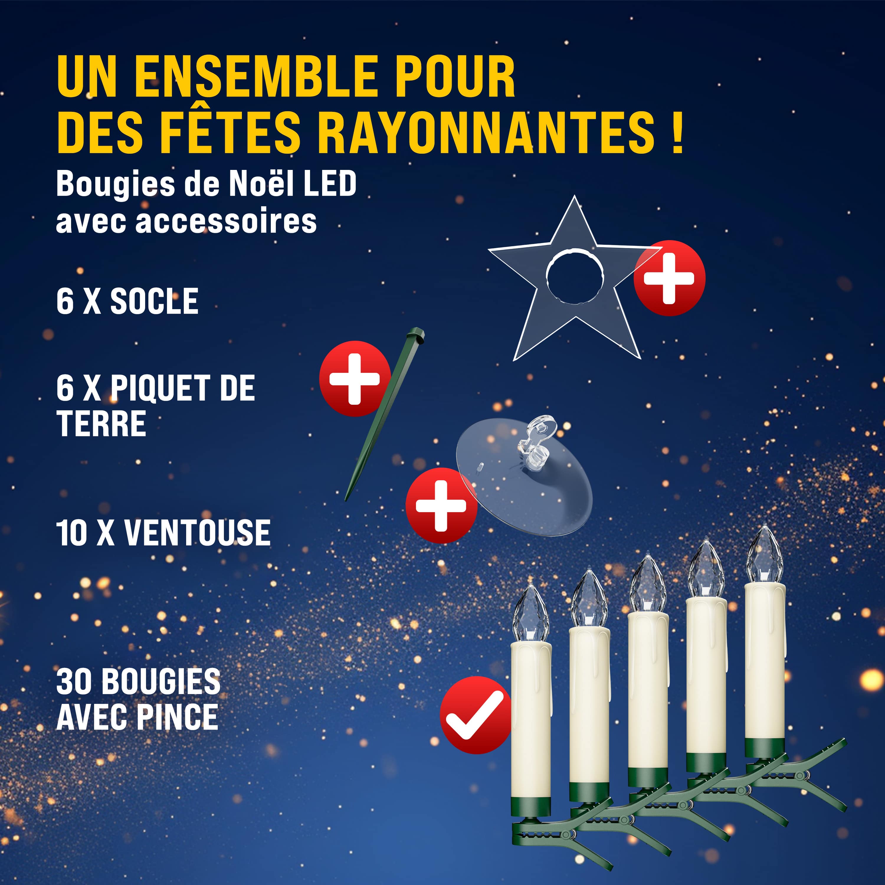 LED Weihnachtsbaumkerzen 30er-Set Bunt Fernbedienung