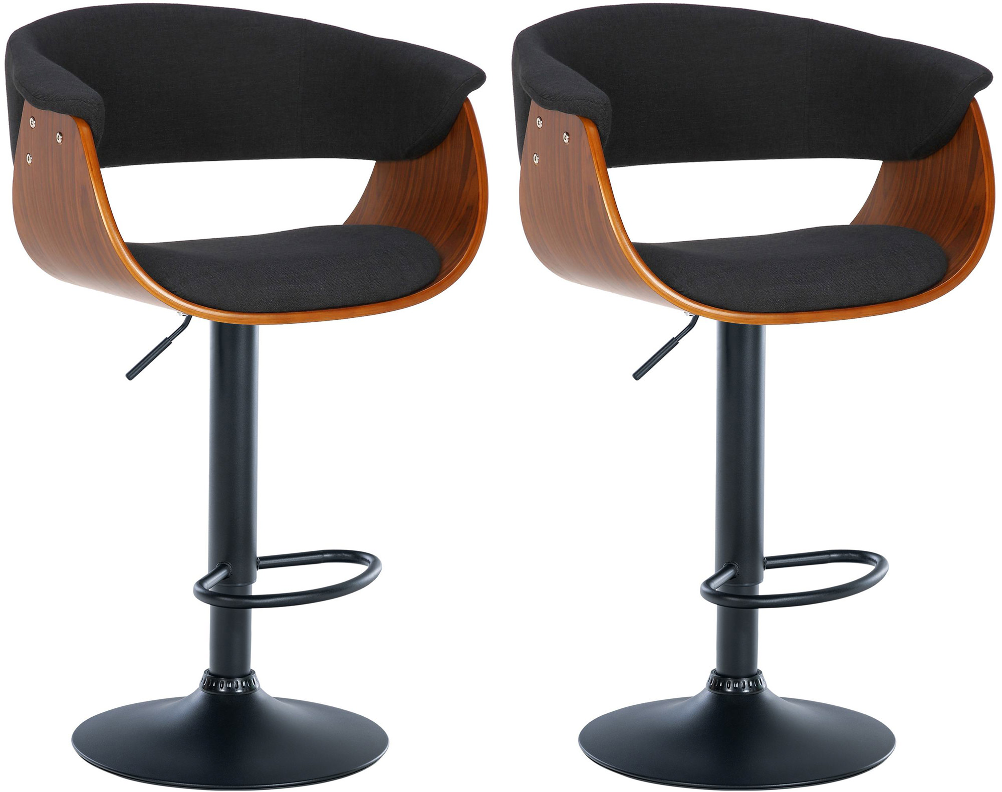 2er Set Barhocker Vestal Stoff, walnuss/schwarz