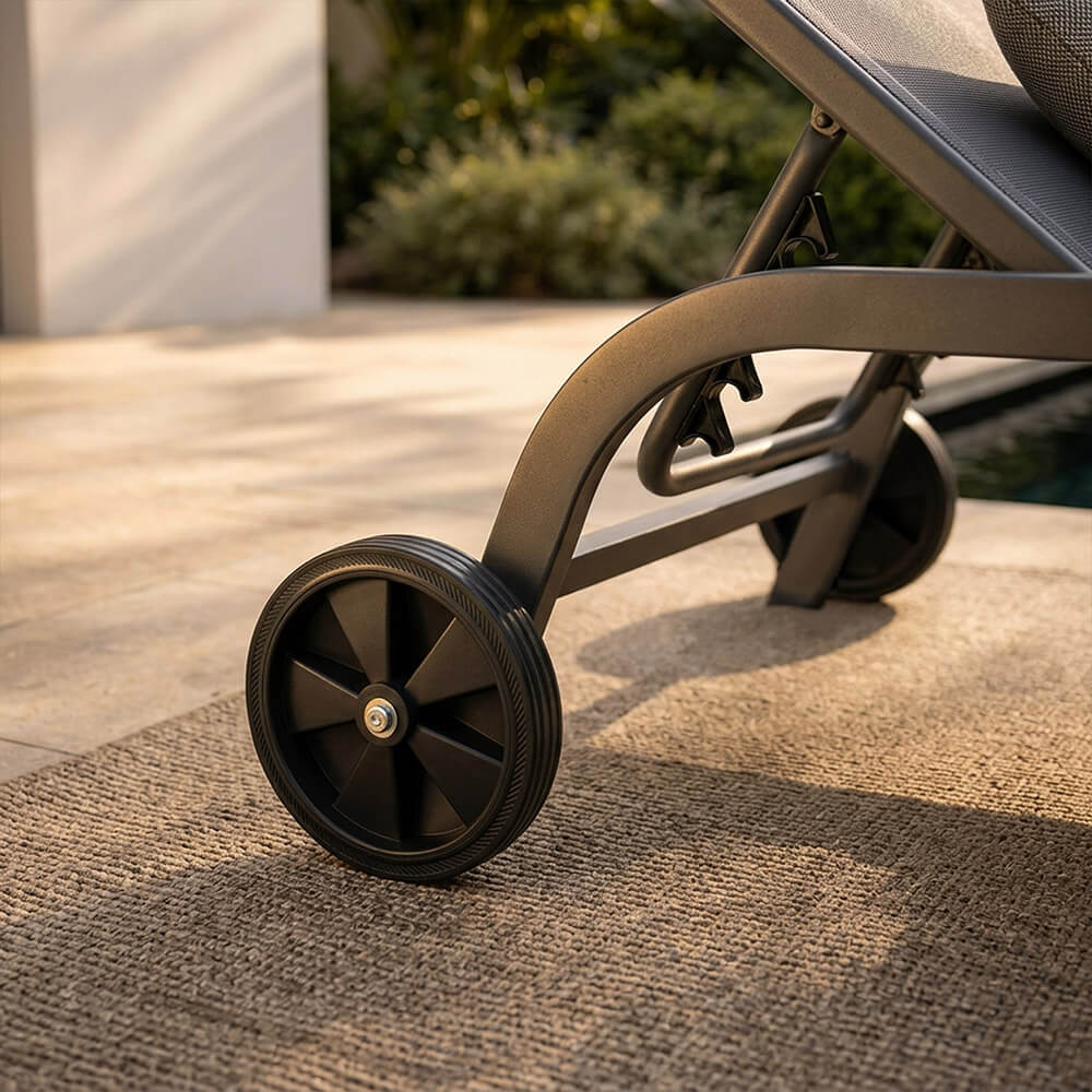 Gartenliege NAILEA DELUXE mit Rollen - Anthrazit