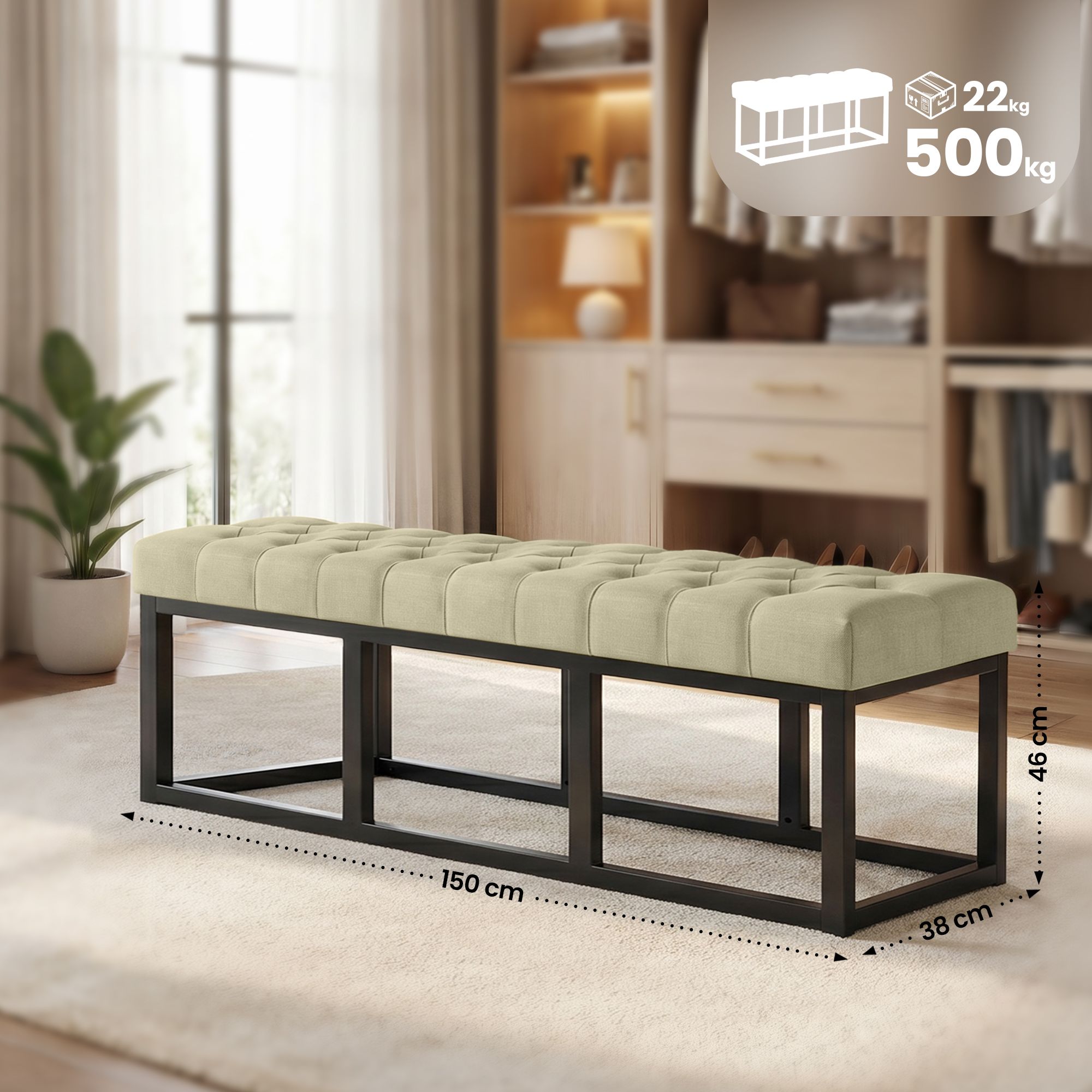 Sitzbank Amun Stoff B150, taupe