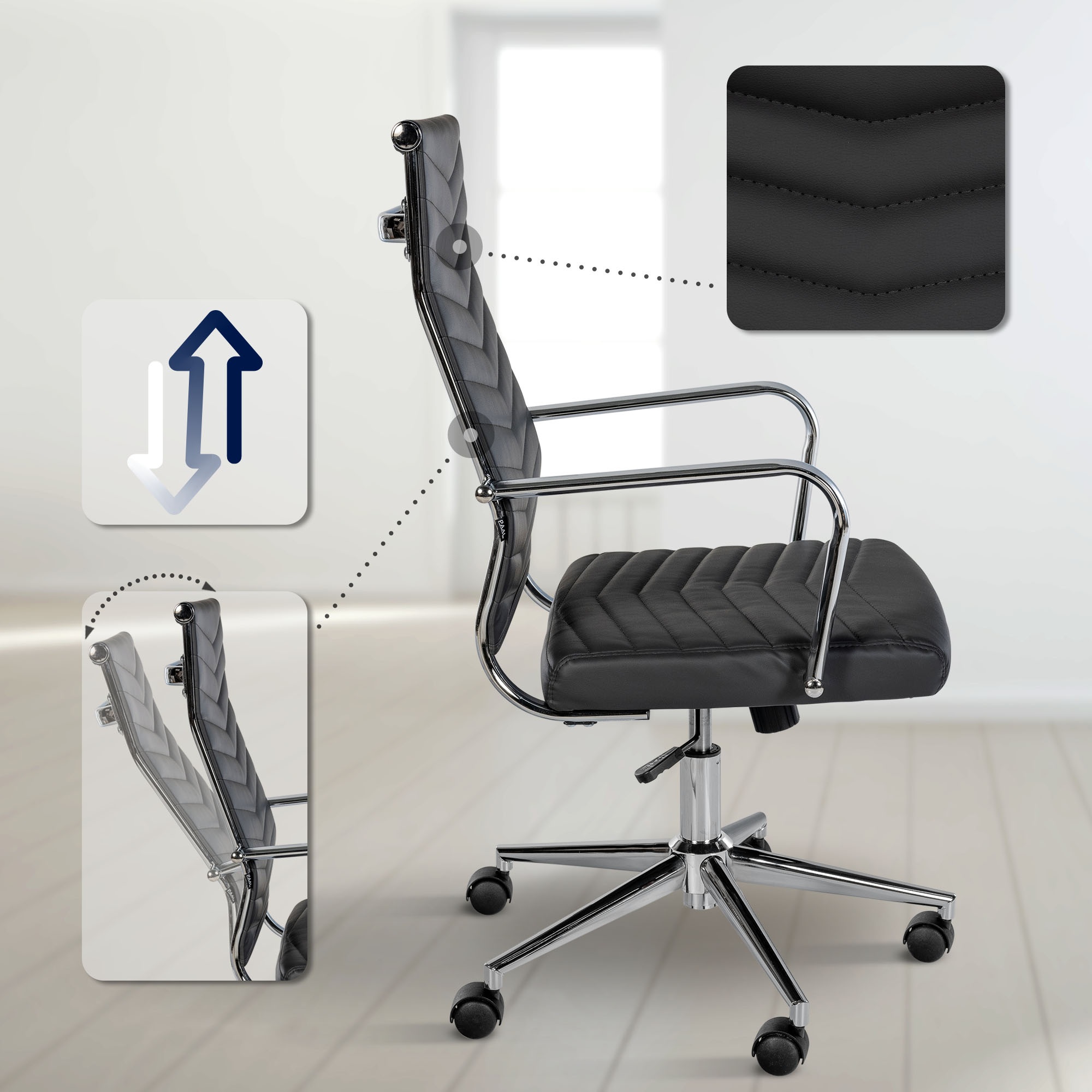 Bürostuhl Canby Kunstleder, schwarz