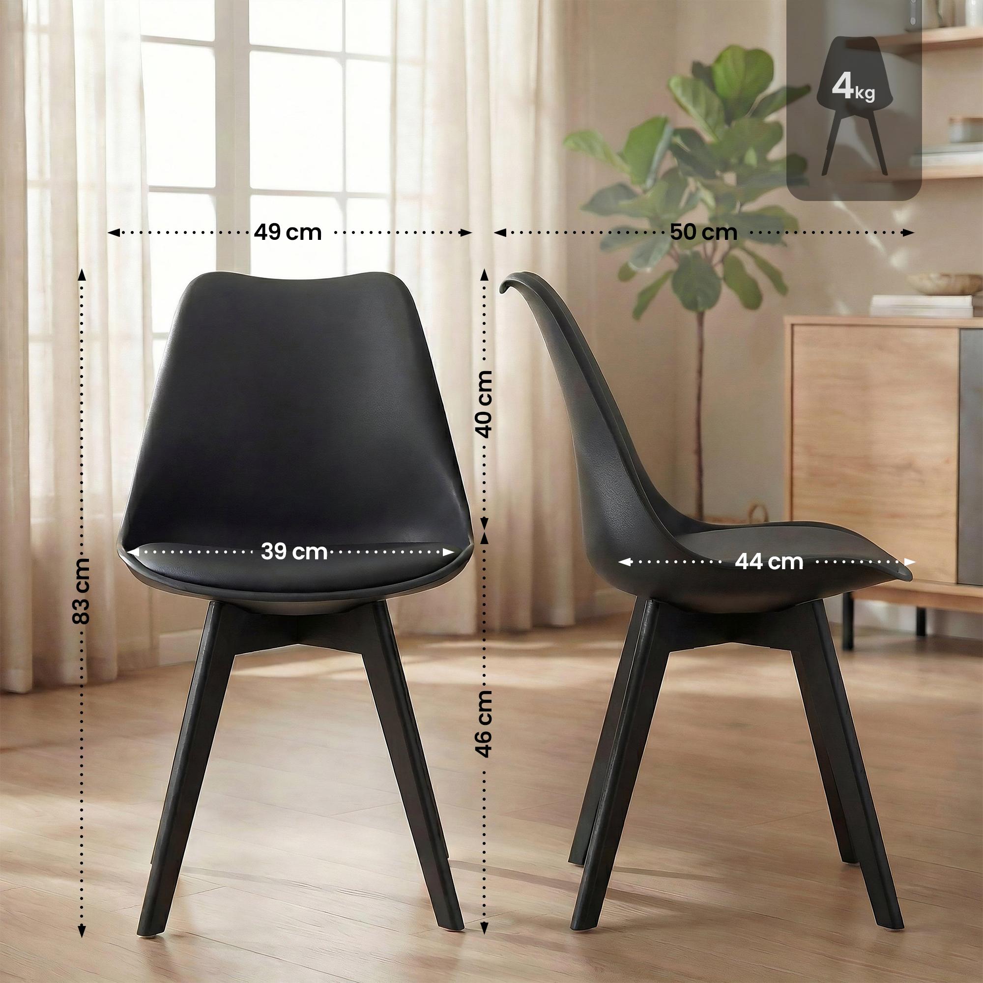 4er Set Stuhl Linares Kunststoff, schwarz/schwarz