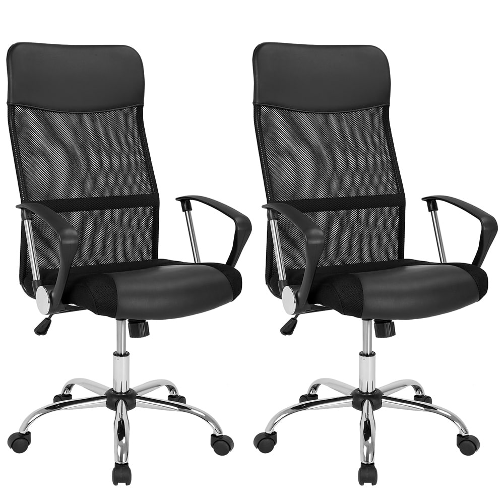 Bürostuhl Deluxe 2er-Set Schwarz mit Netz