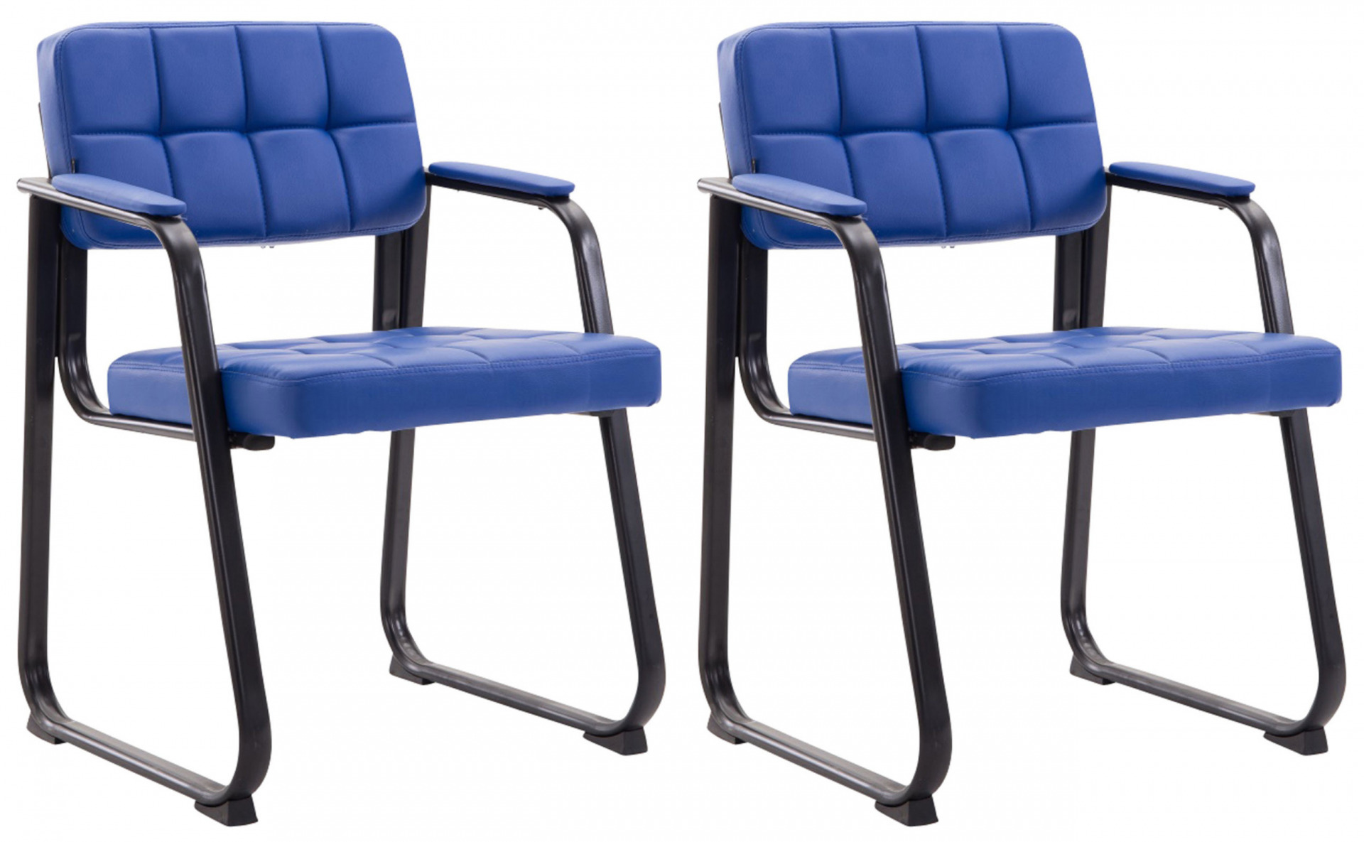 2er Set Besucherstühle Canada B Kunstleder, blau