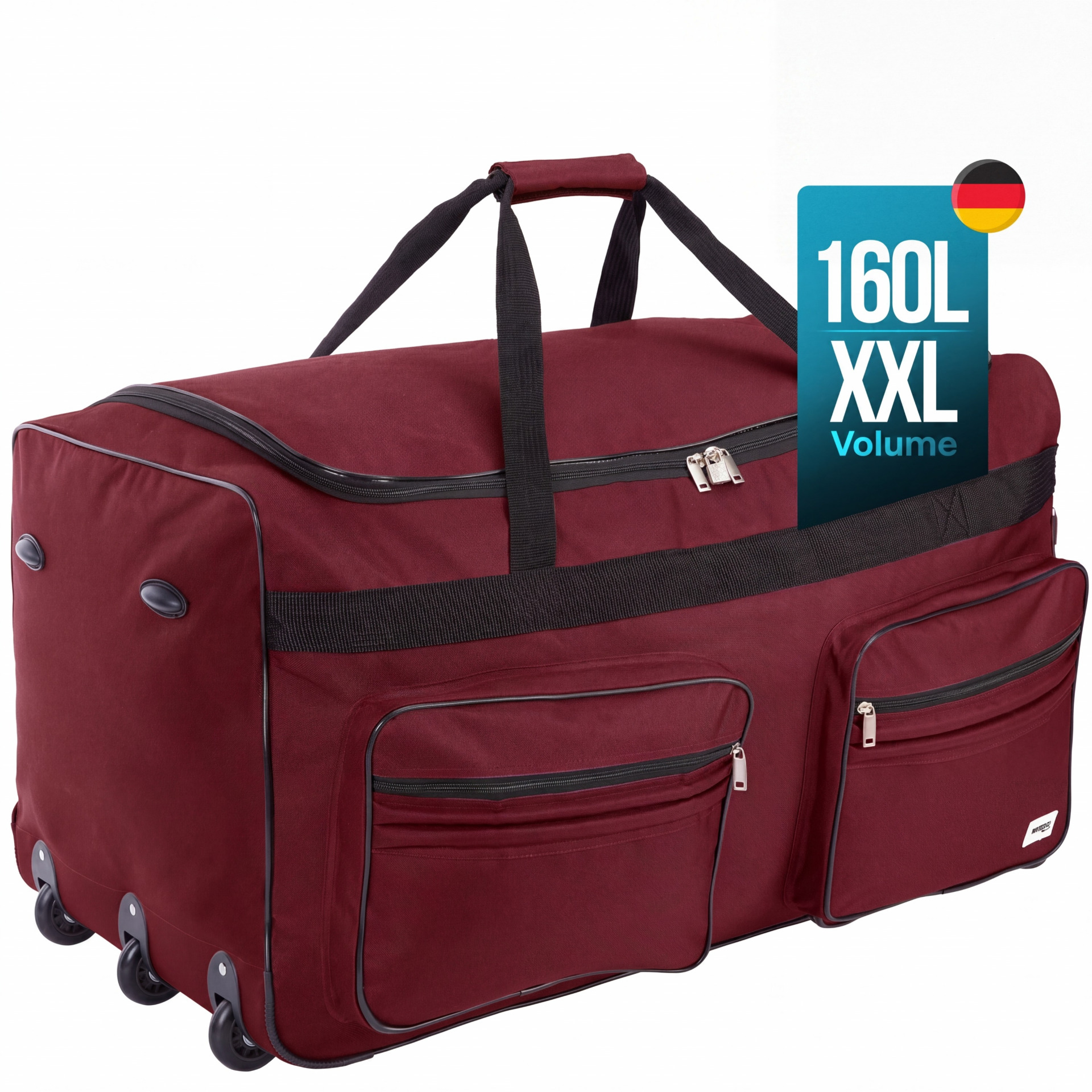 XXL Reisetasche mit Trolleyfunktion 160L rot