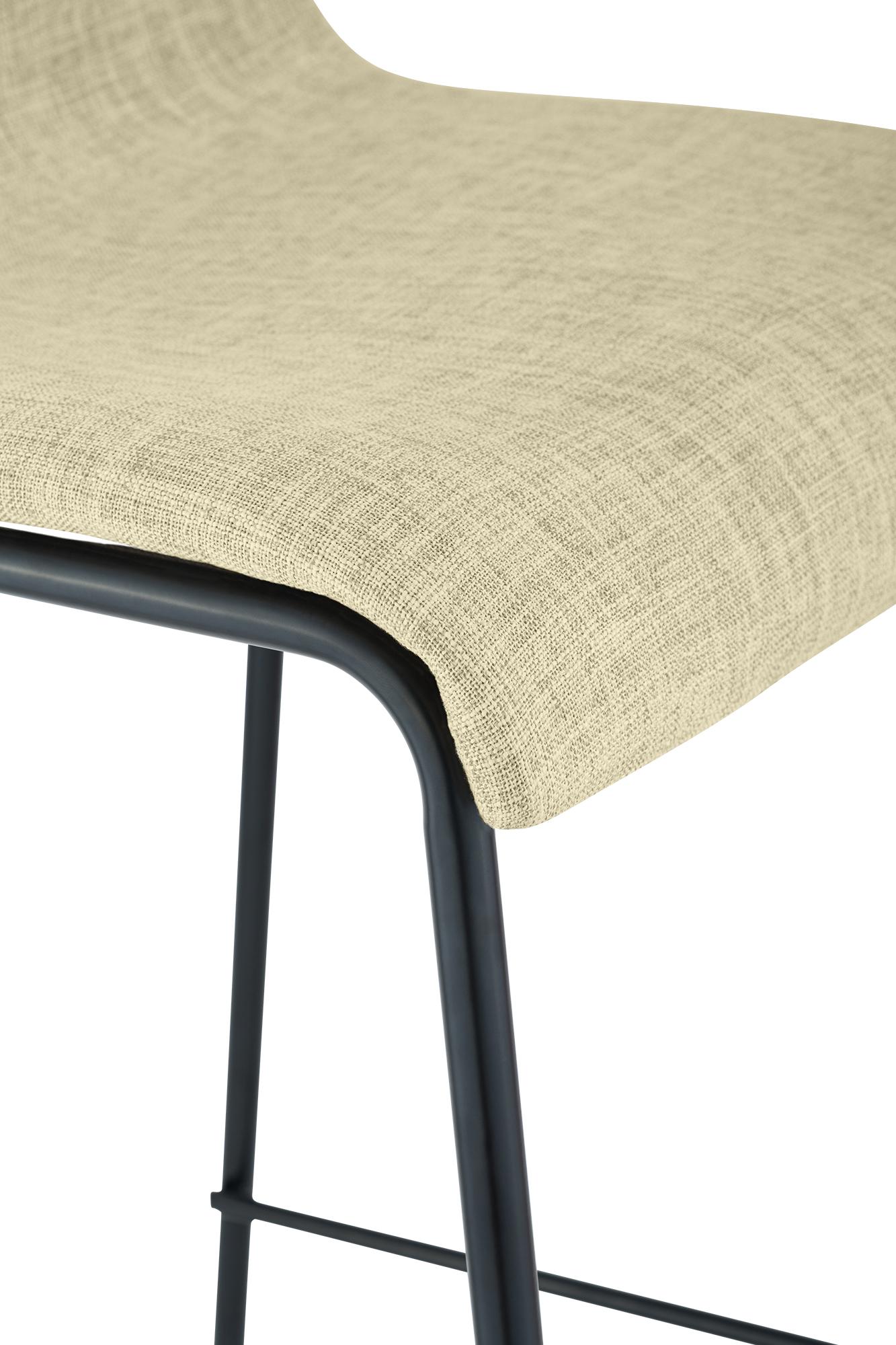 Barhocker Hoover Stoff 4-Fuß Gestell schwarz, creme