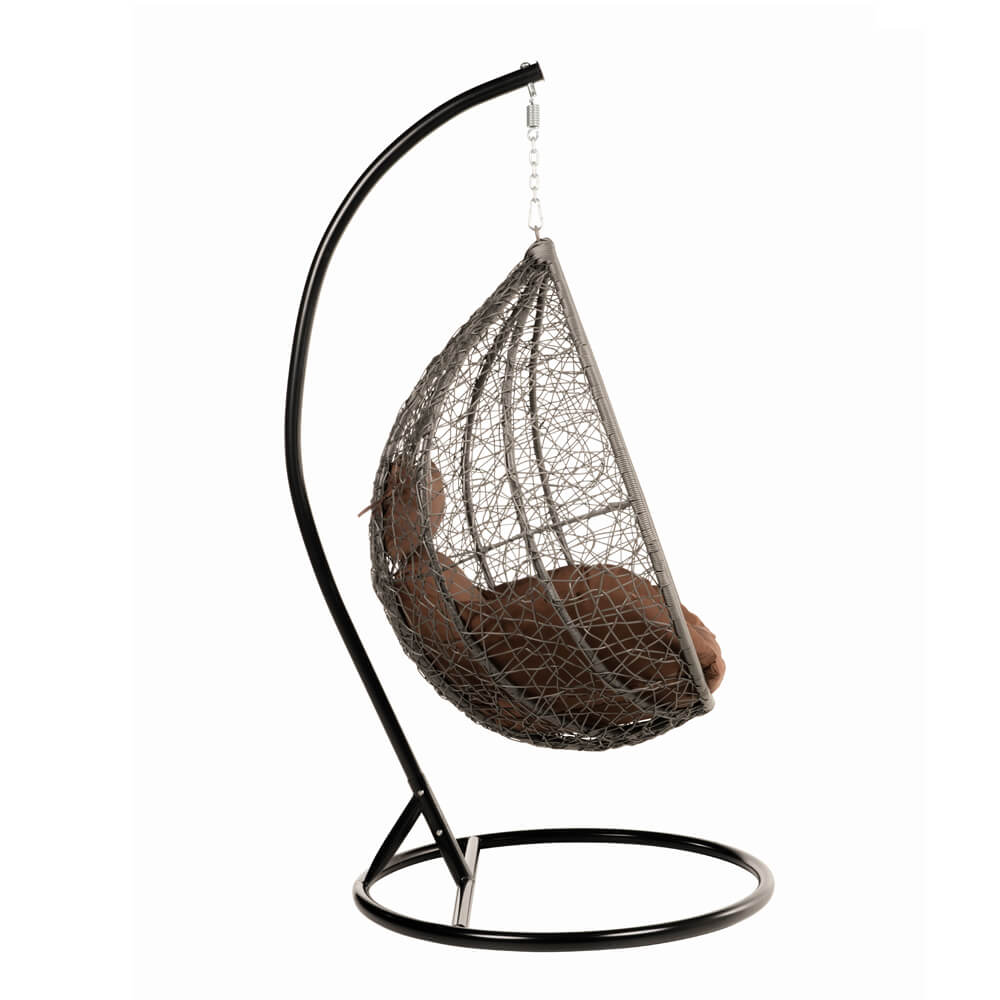 Polyrattan Hängesessel mit Gestell CIELO - Grau/Braun