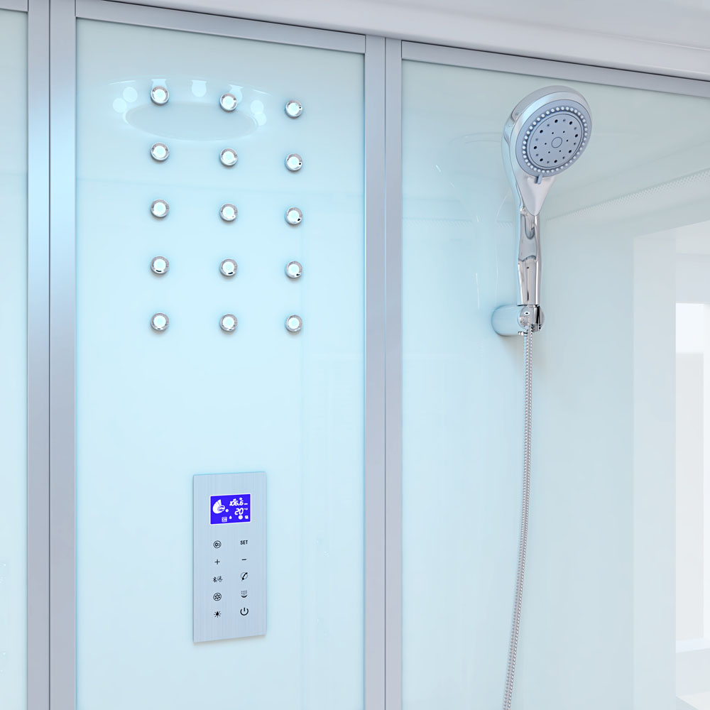Dampfdusche mit Whirlpoolfunktion und LED-Beleuchtung DIAMOND BIG - 190 x 100 cm Weiß