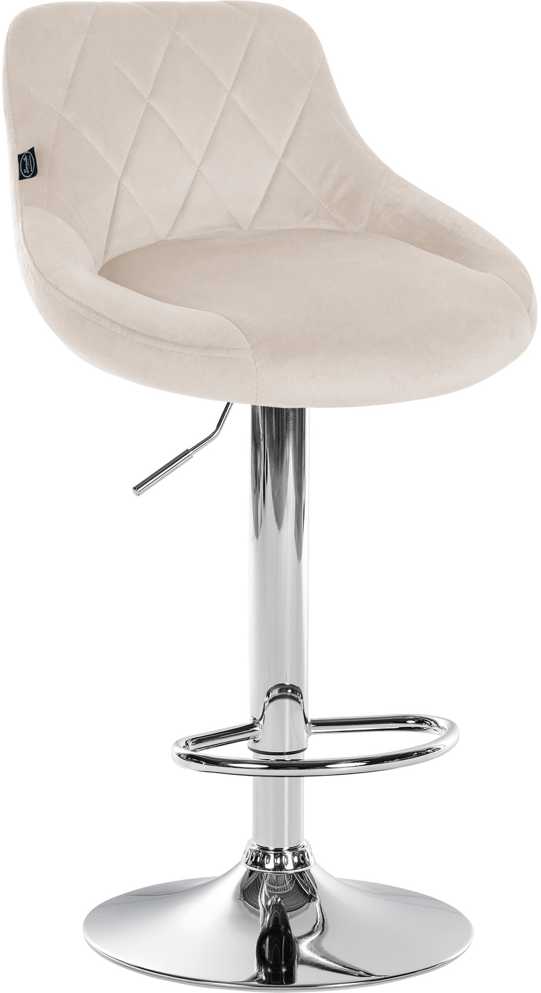 2er Set Barhocker Lazio Samt chrom, creme