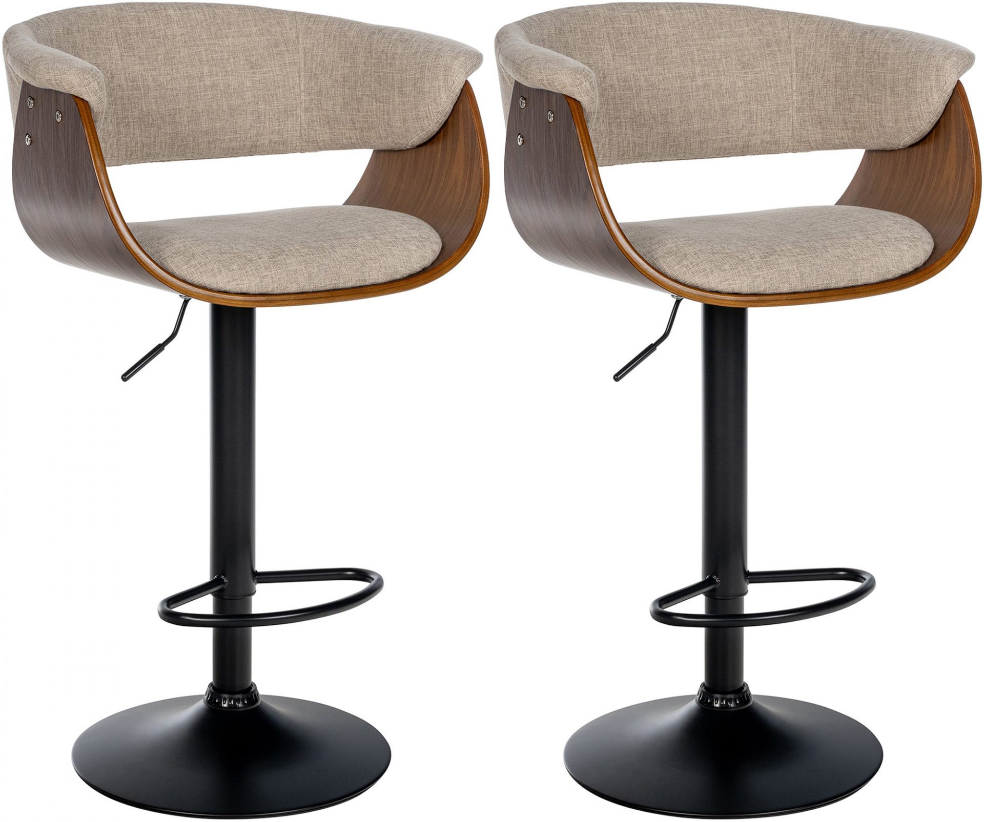 2er Set Barhocker Vestal Stoff, walnuss/creme