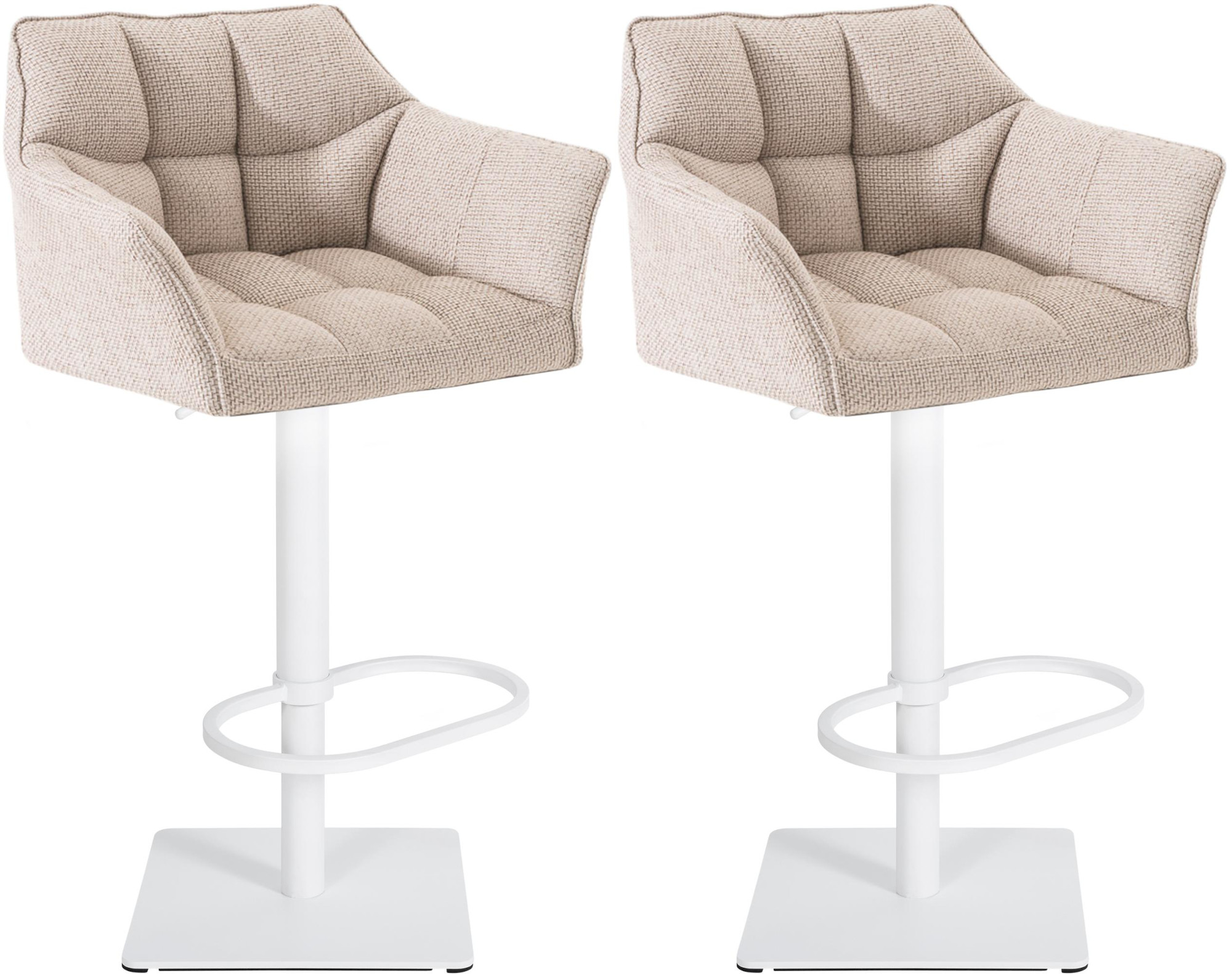 2er Set Barhocker Damaso Stoff weiß, elfenbein